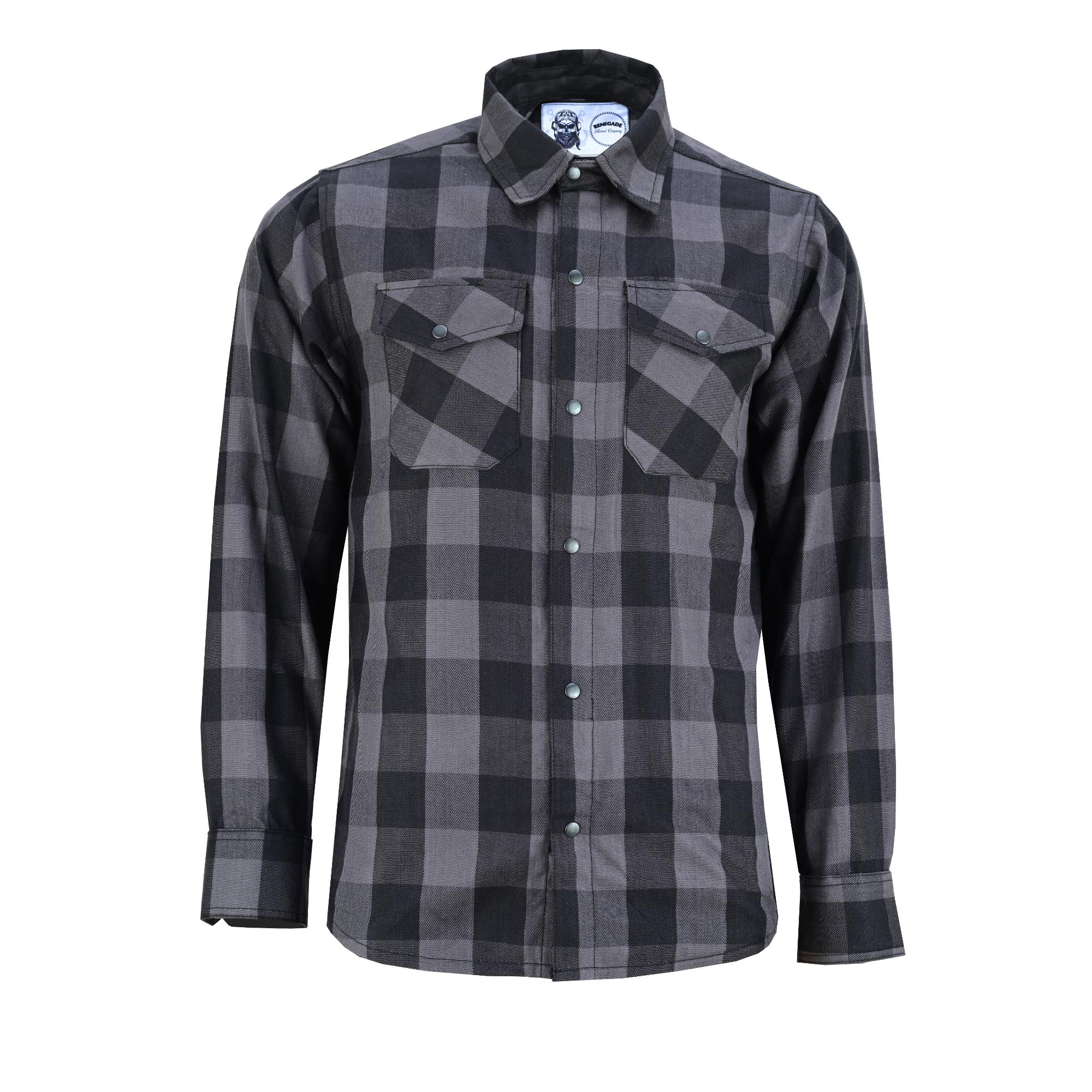 Gray Ride Men's Classic Plaid Flannel Shirt - Black & Gray Flannels Renegade Classics
