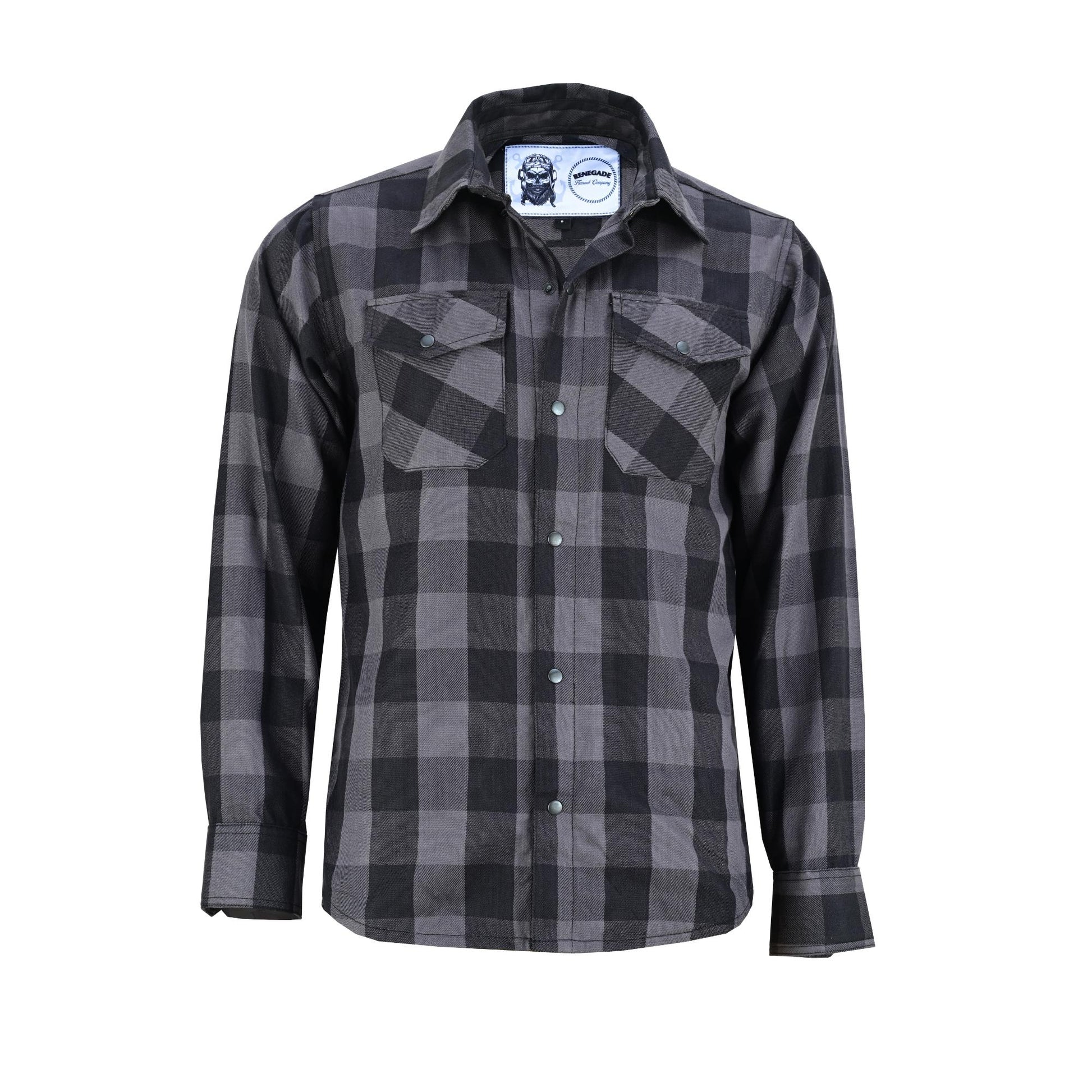 Gray Ride Men's Classic Plaid Flannel Shirt - Black & Gray Flannels Renegade Classics