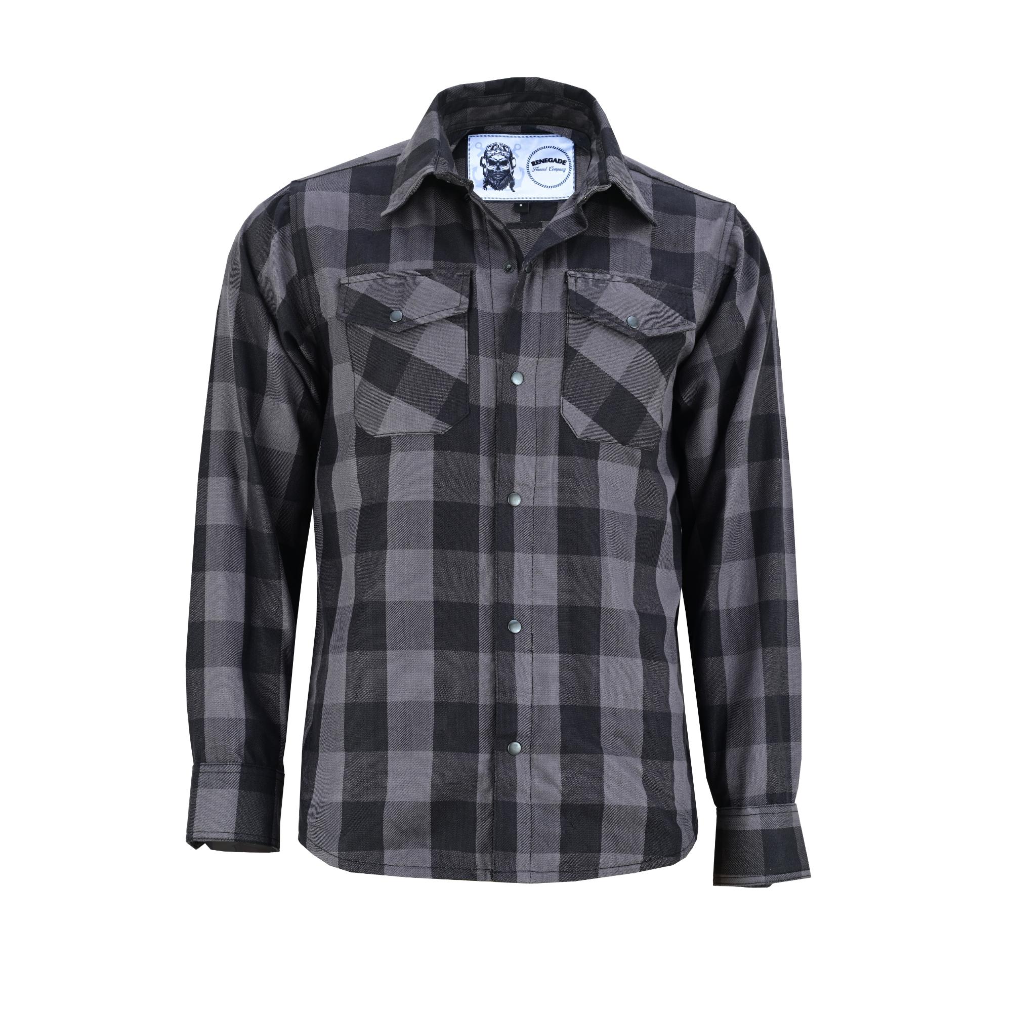 Gray Ride Men's Classic Plaid Flannel Shirt - Black & Gray Flannels Renegade Classics