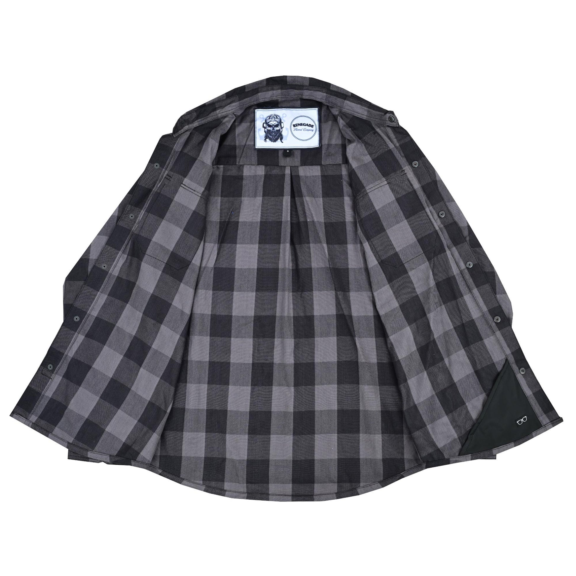 Gray Ride Men's Classic Plaid Flannel Shirt - Black & Gray Flannels Renegade Classics