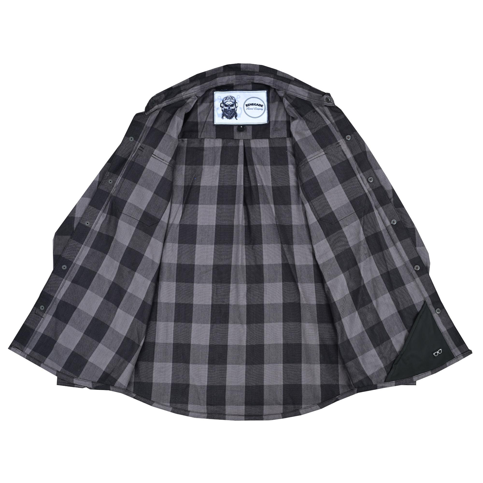 Gray Ride Men's Classic Plaid Flannel Shirt - Black & Gray Flannels Renegade Classics