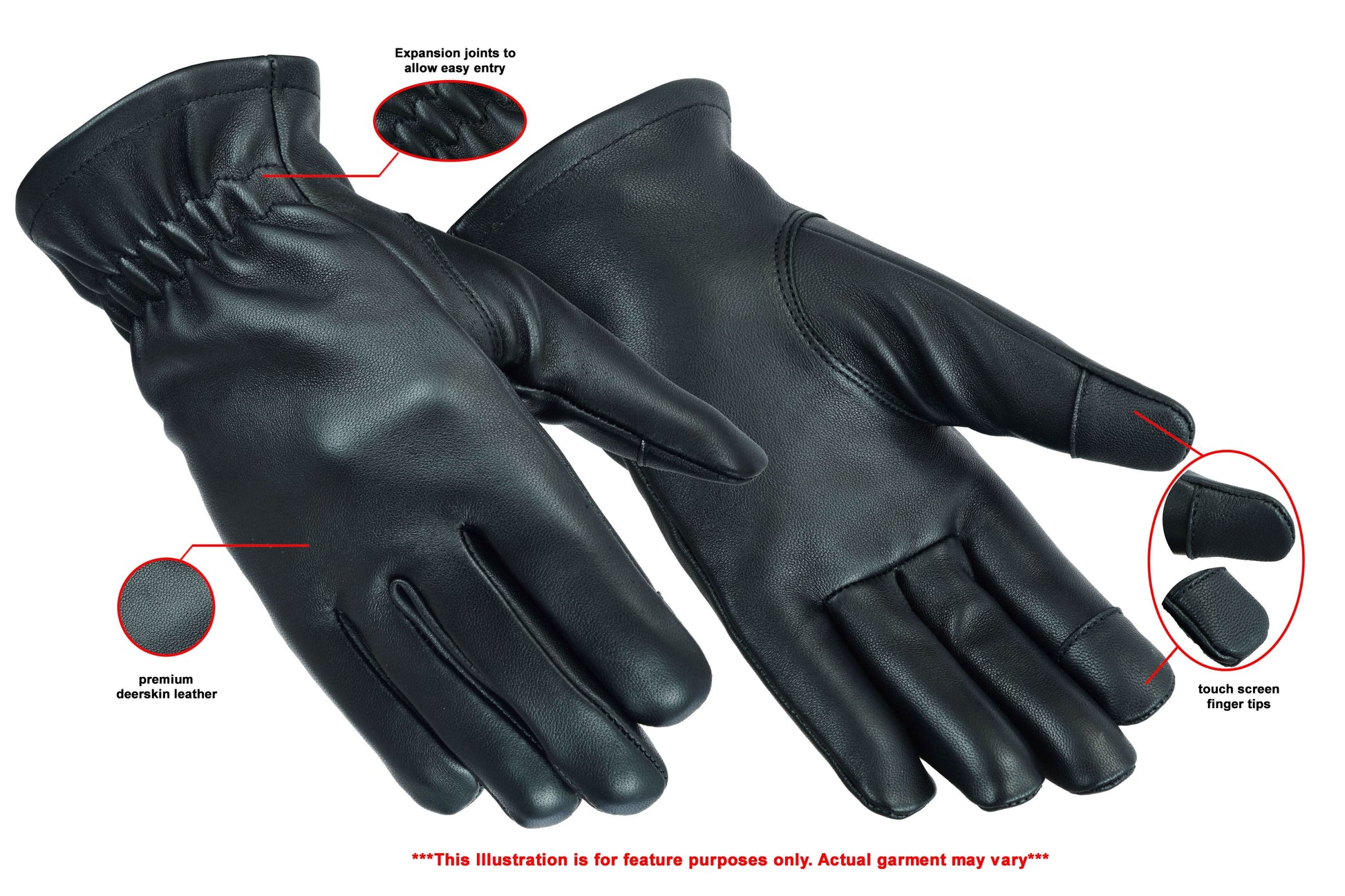 Dark Horn Men's leather gloves – Black Men's Lightweight Gloves Renegade Classics