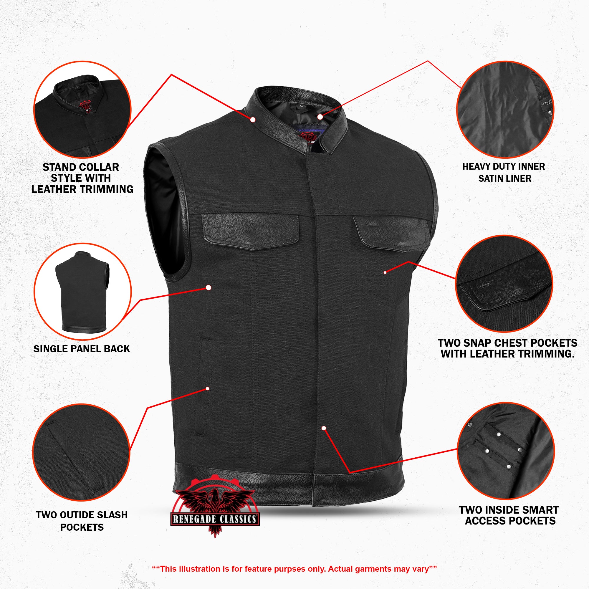 Night barron Men's  Textile  Vest - black