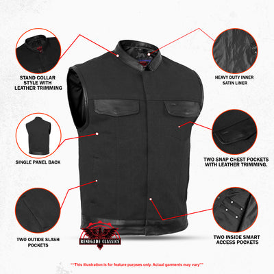 Night barron Men's  Textile  Vest - black