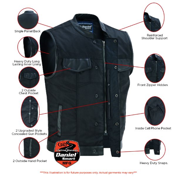 Shadowblend Men's  Black Motorcycle Textile Vest