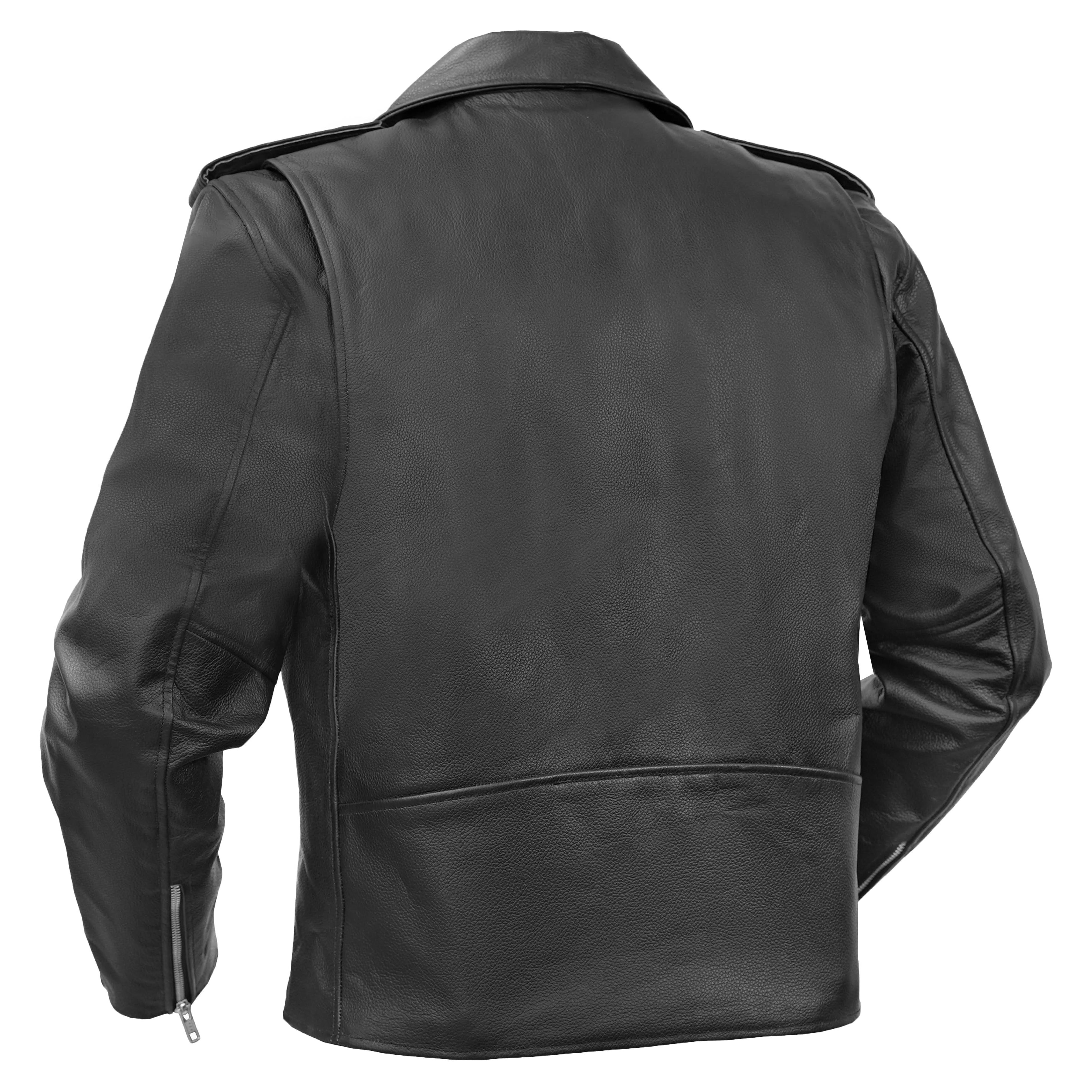Plain Arnold Men's Premium Black Leather Motorcycle Jacket