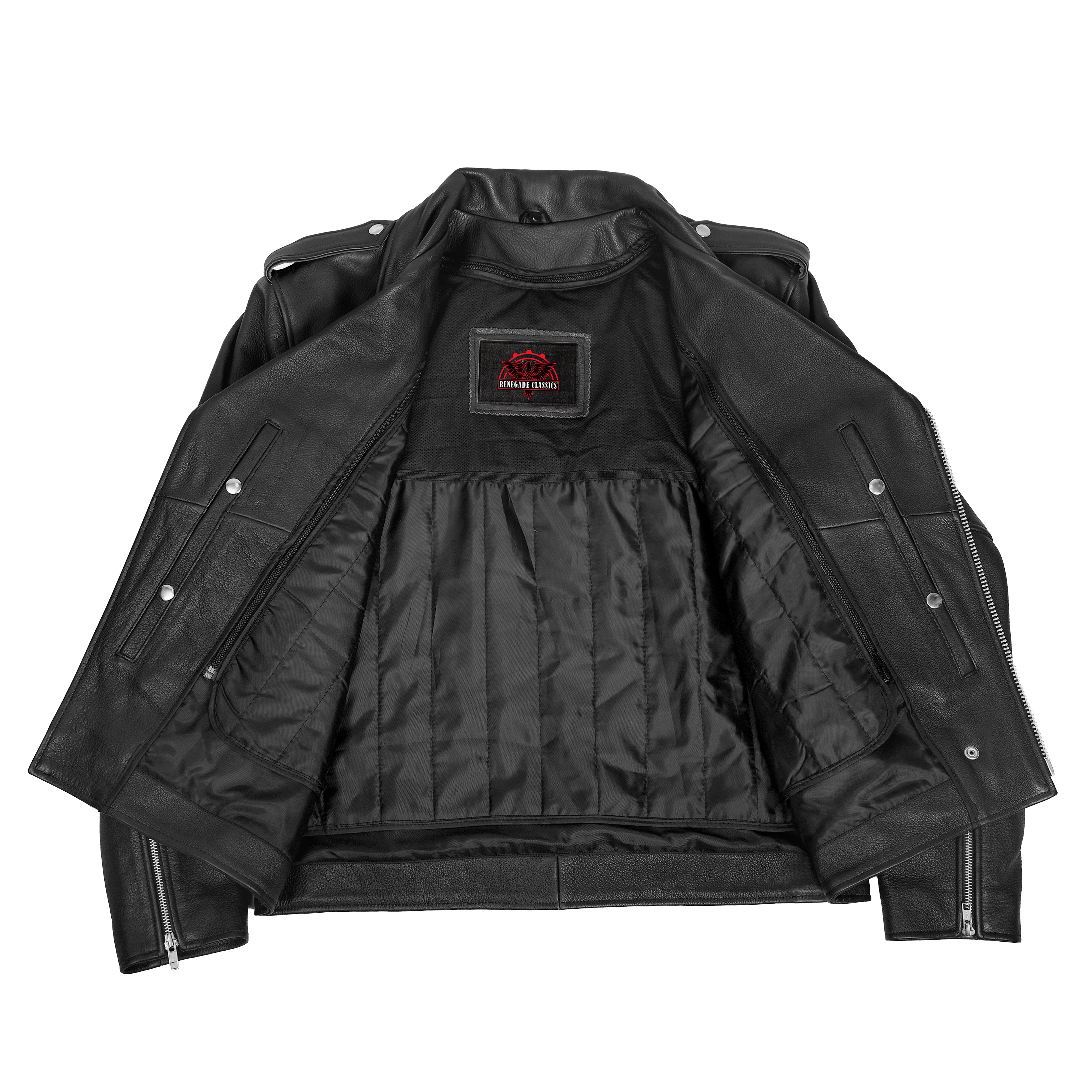 Jansen™ Men's Leather Motorcycle Jacket - Black