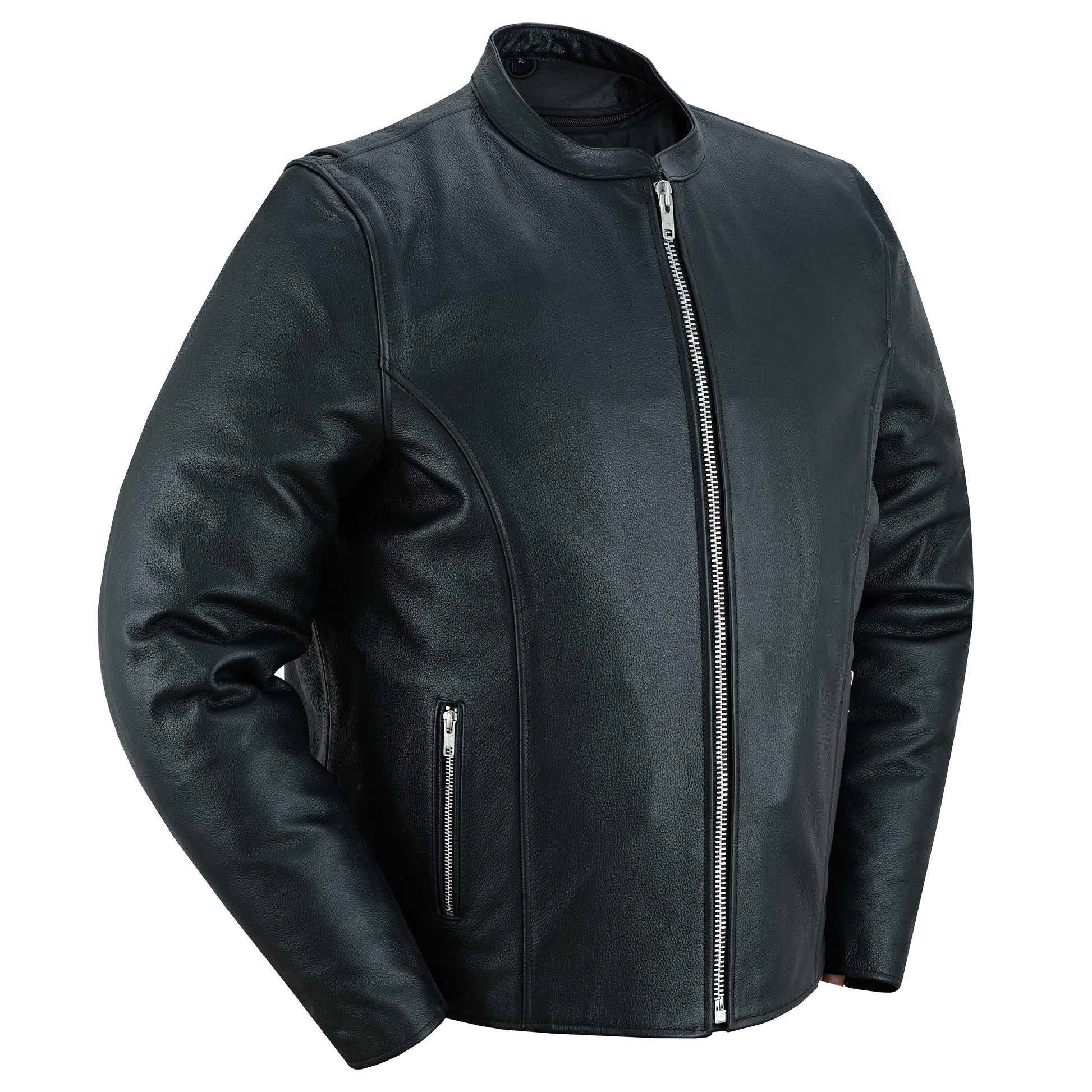 Rivo Men's Black Leather Motorcycle Jacket Men's Leather Jackets Renegade Classics