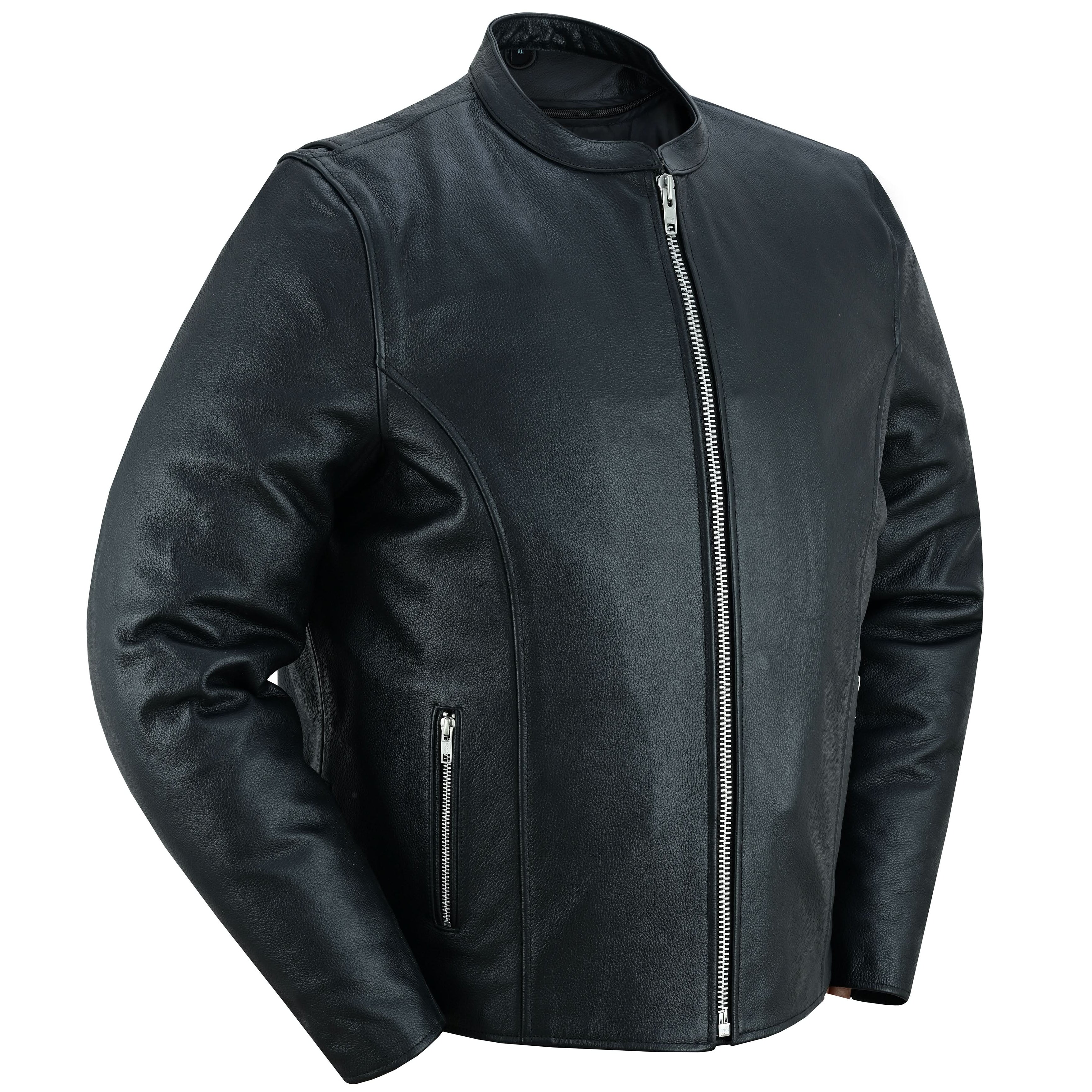 Rivo Men's Black Leather Motorcycle Jacket Men's Leather Jackets Renegade Classics