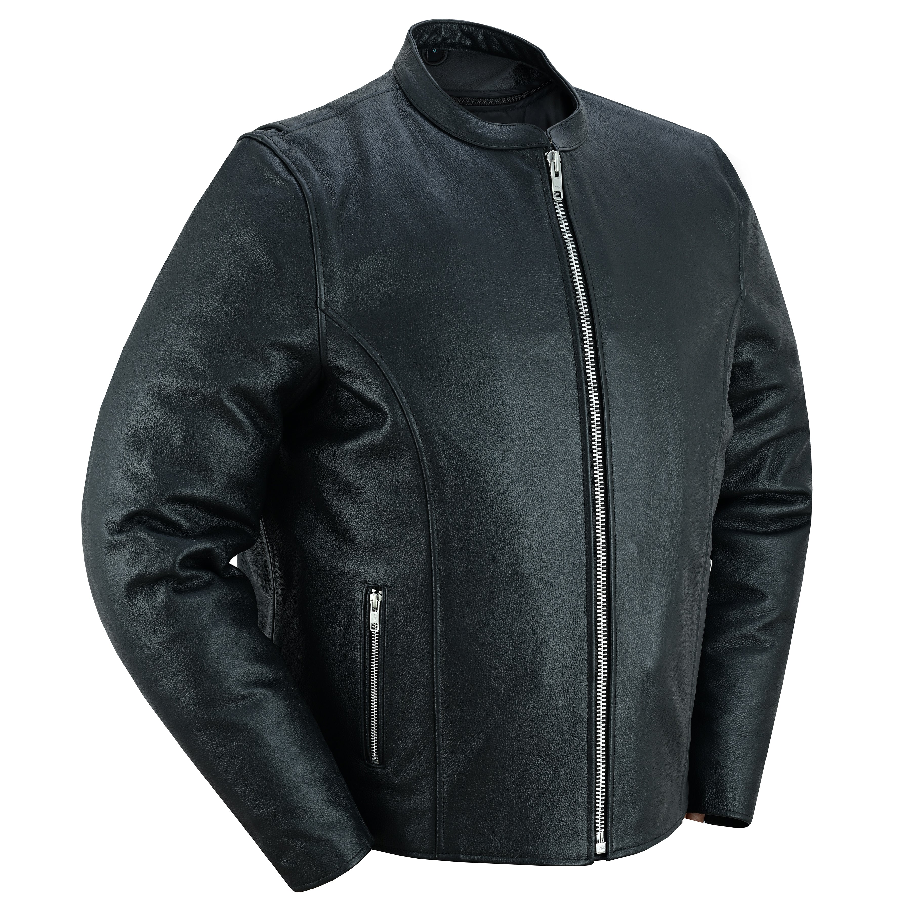 Rivo Men's Black Leather Motorcycle Jacket Men's Leather Jackets Renegade Classics
