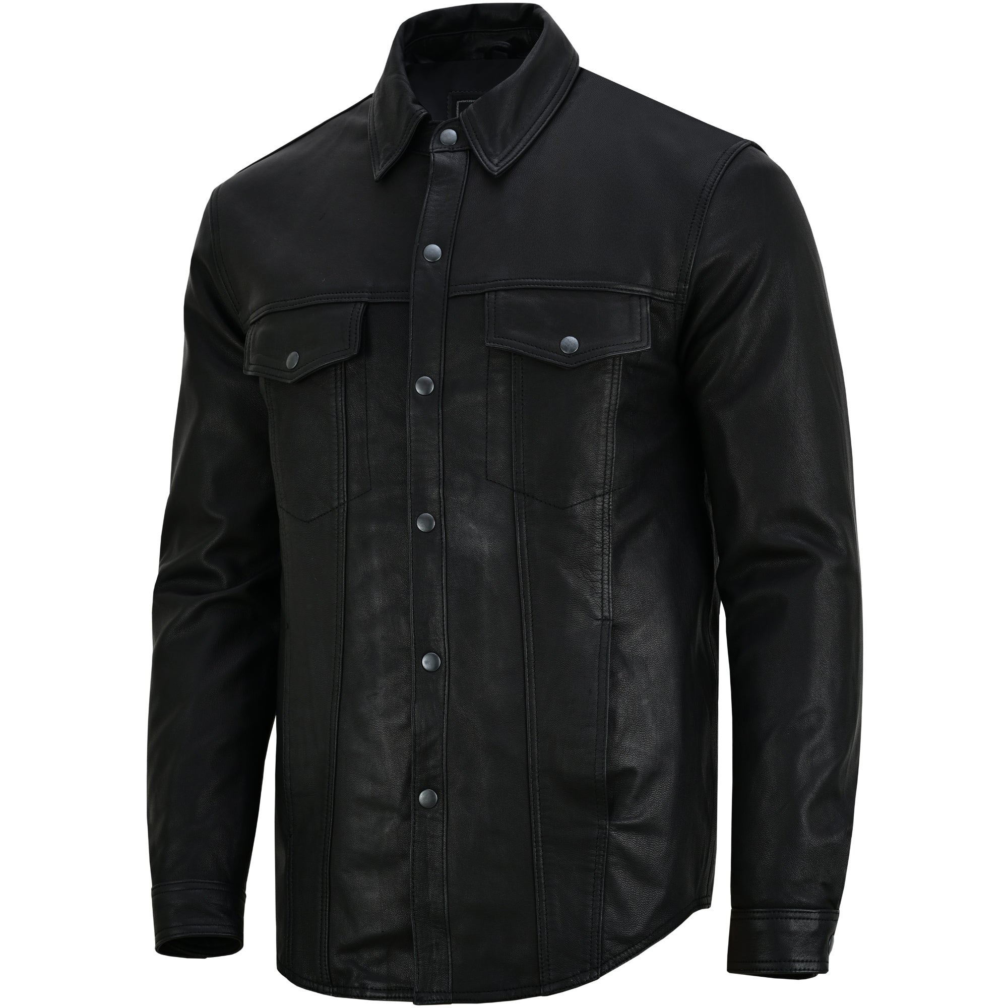 Midnight Men's Black Leather Motorcycle Shirt Men's Leather Jackets Renegade Classics