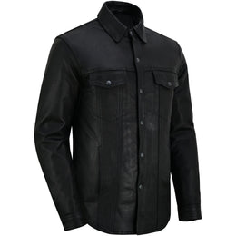 Midnight Men's Black Leather Motorcycle Shirt Men's Leather Jackets Renegade Classics