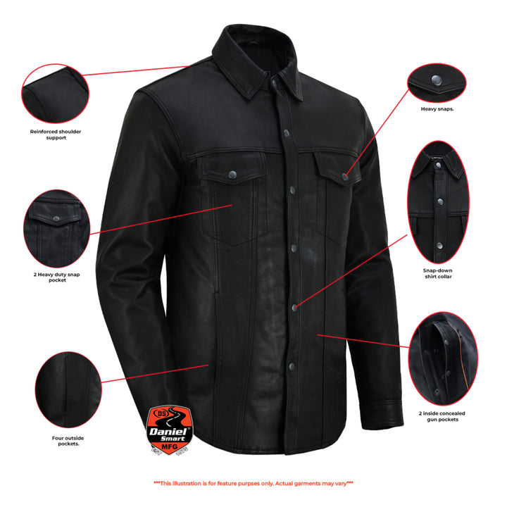 Midnight Men’s Black Leather Shirt