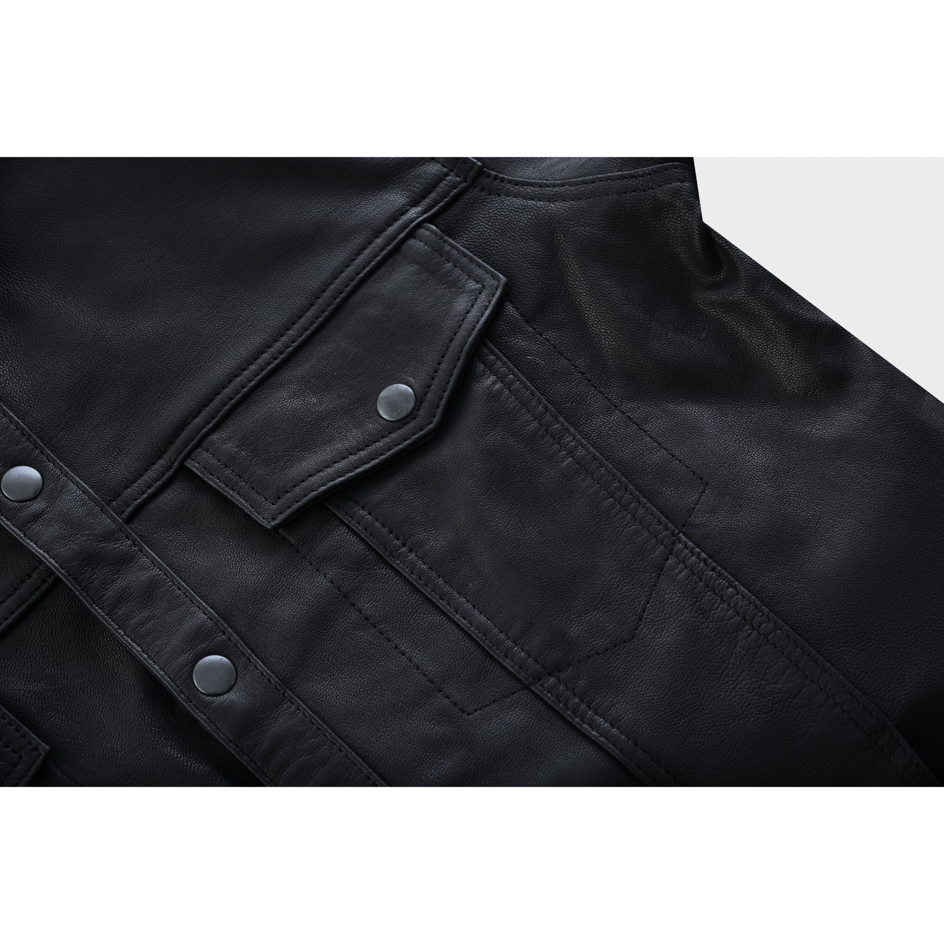 Midnight Men's Black Leather Motorcycle Shirt Men's Leather Jackets Renegade Classics