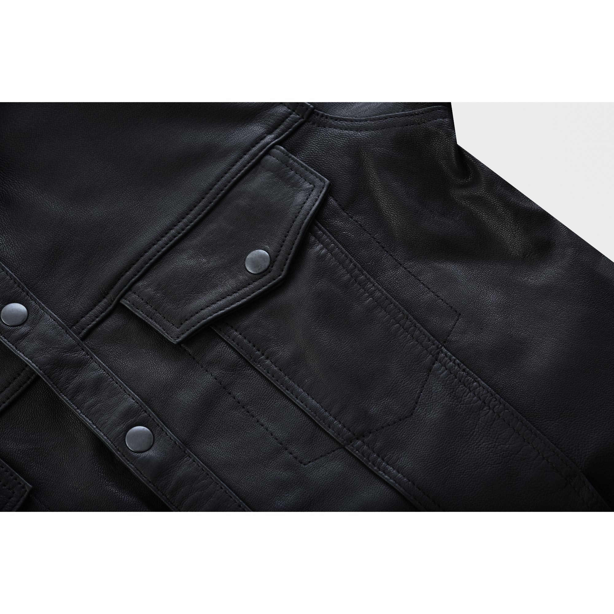 Midnight Men's Black Leather Motorcycle Shirt Men's Leather Jackets Renegade Classics