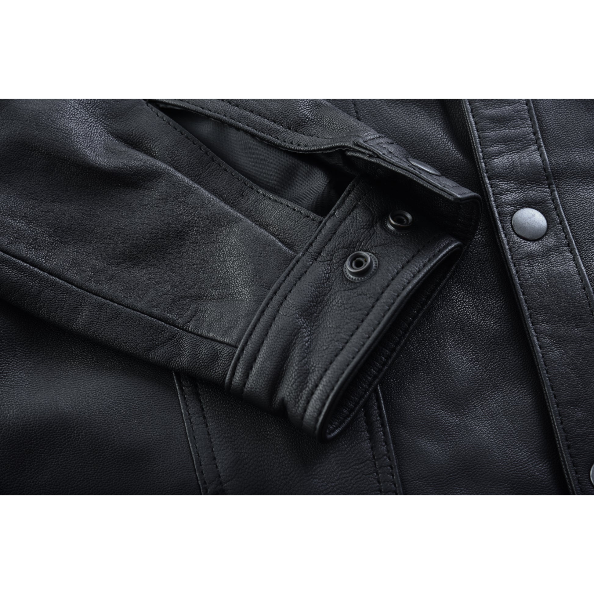 Midnight Men's Black Leather Motorcycle Shirt Men's Leather Jackets Renegade Classics