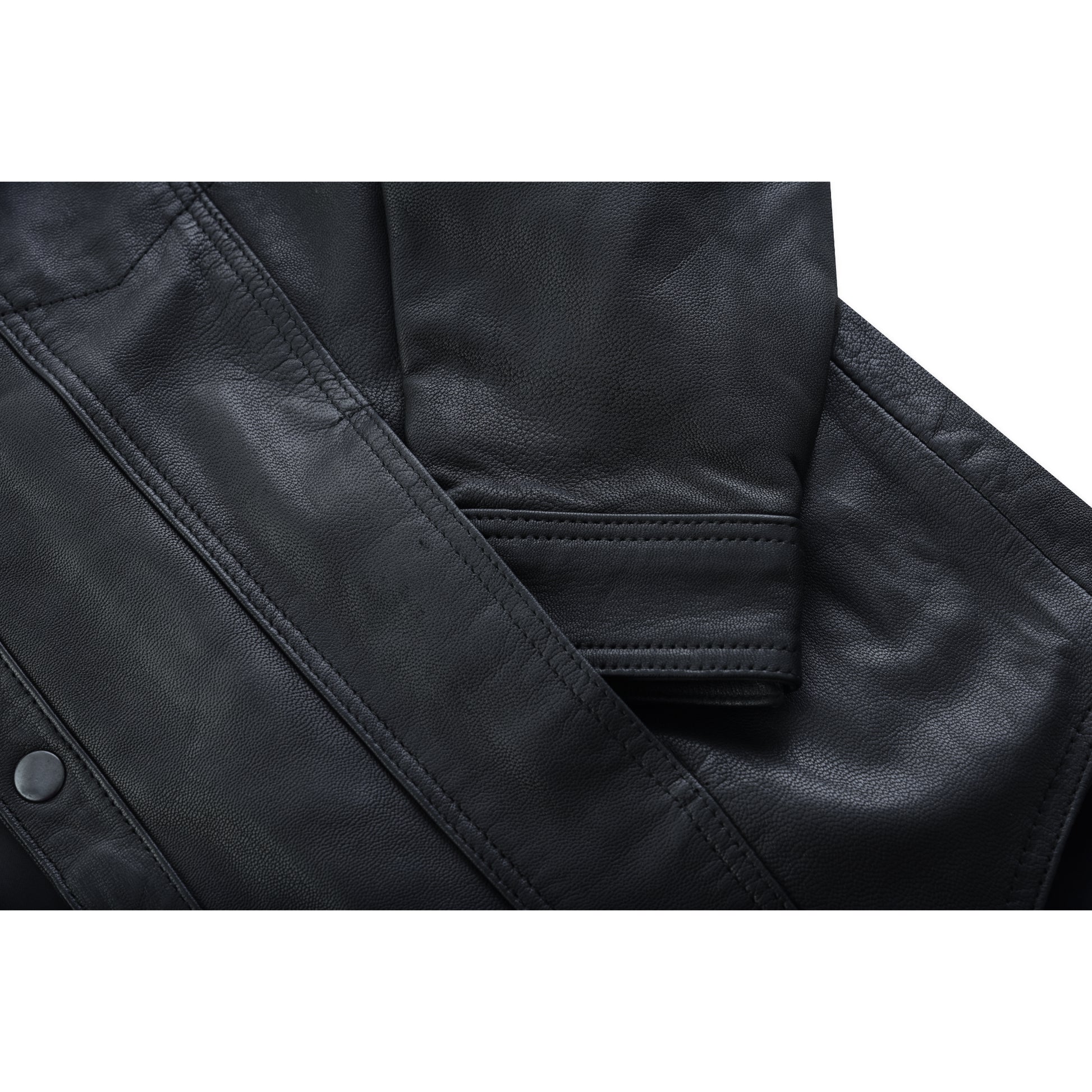 Midnight Men's Black Leather Motorcycle Shirt Men's Leather Jackets Renegade Classics