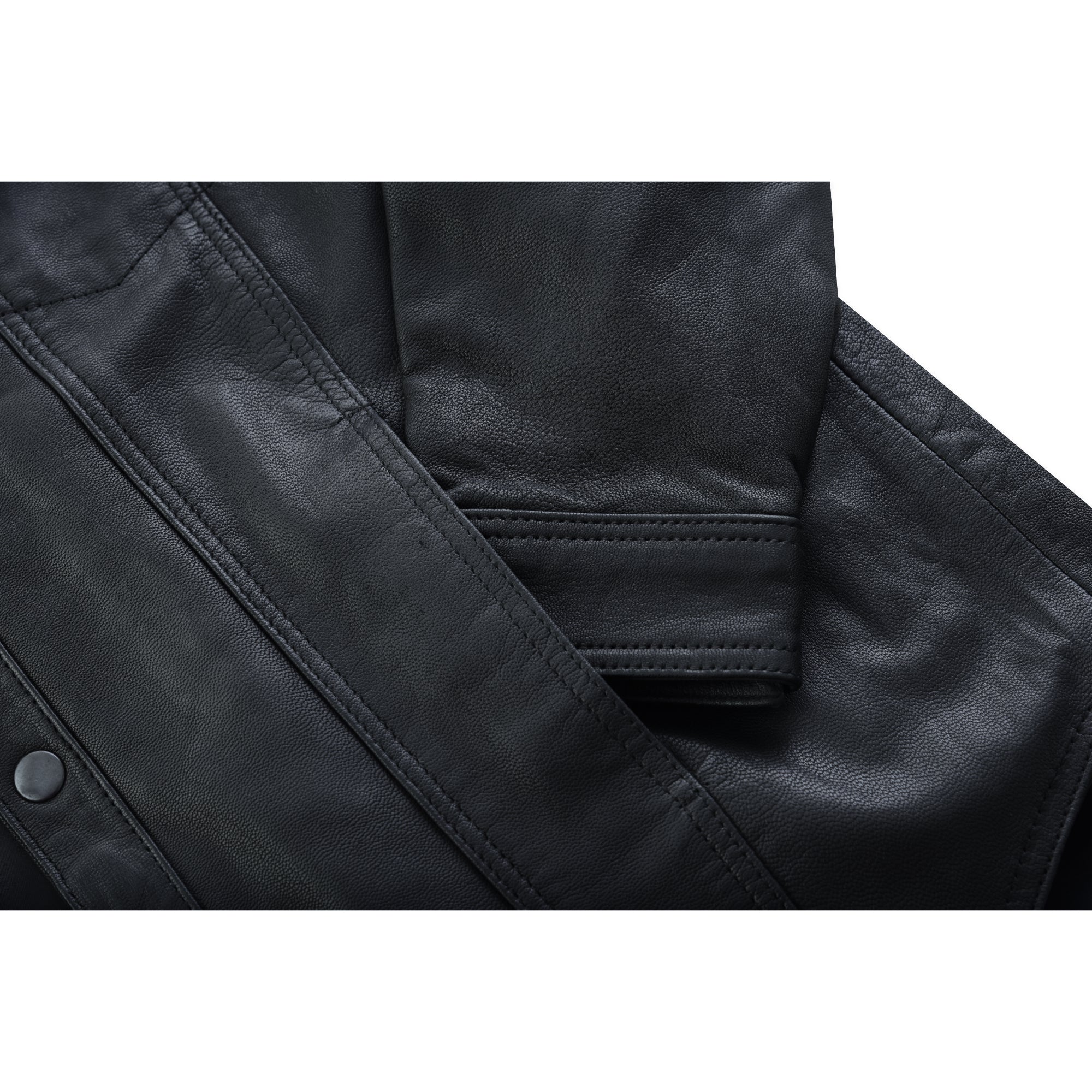 Midnight Men's Black Leather Motorcycle Shirt Men's Leather Jackets Renegade Classics