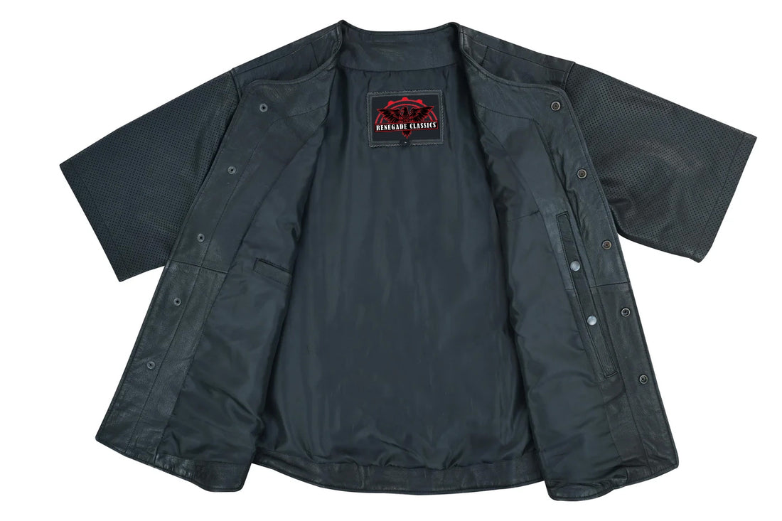 Jeter Men's  Leather  Motorcycle Shirt - Black