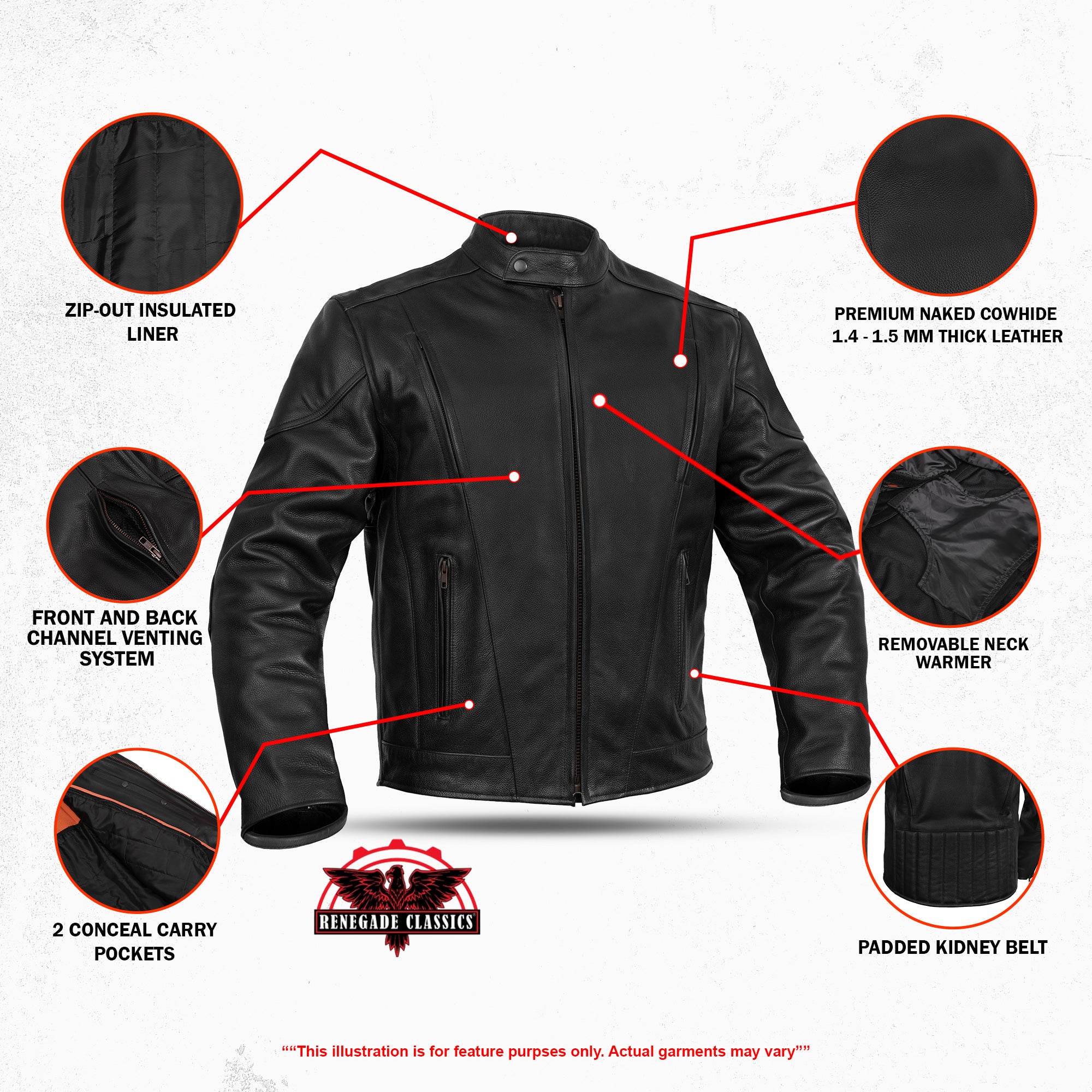 Blackout™ Men's Black  Leather Motorcycle Jacket