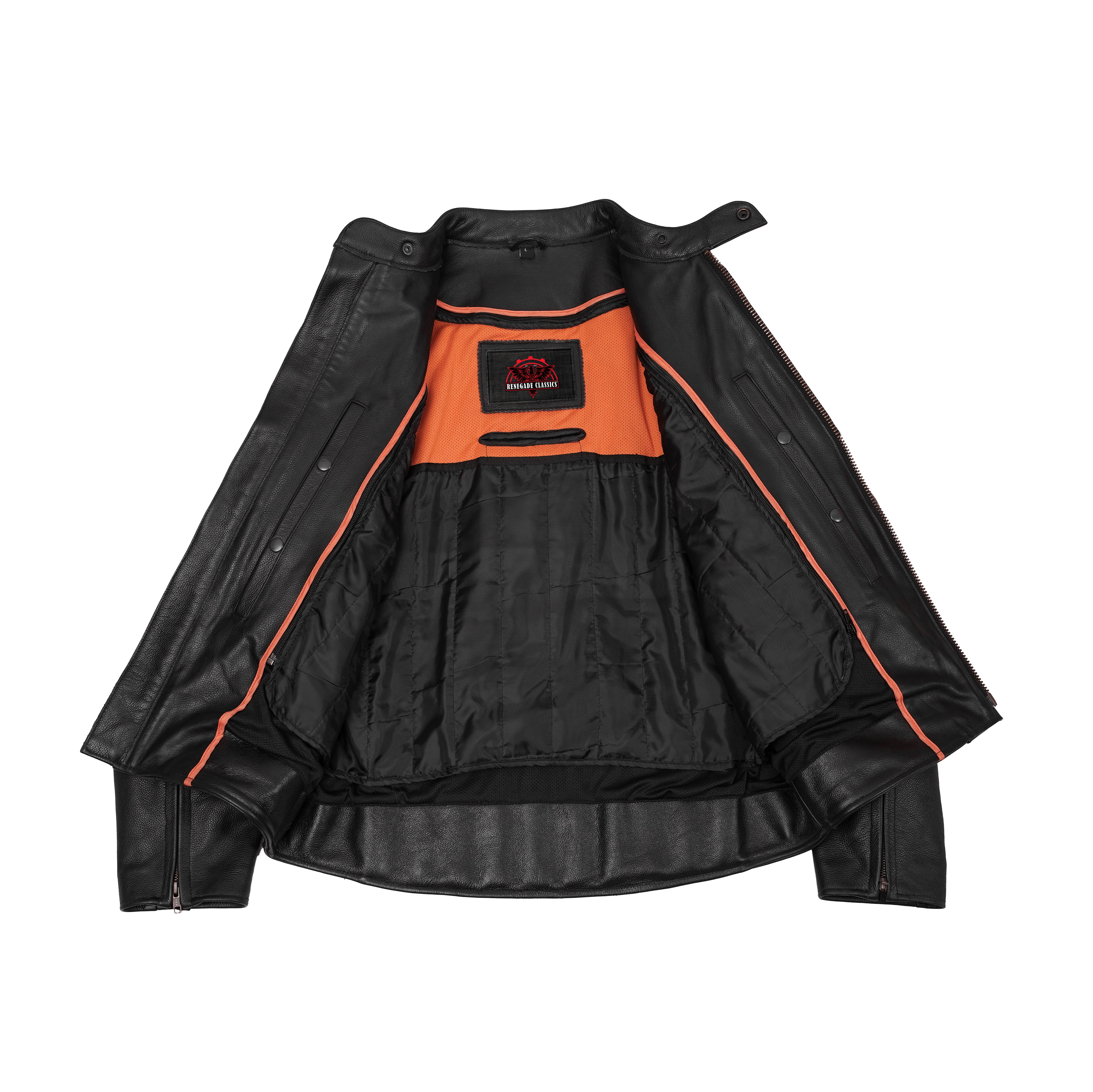 Blackout™ Men's Black  Leather Motorcycle Jacket