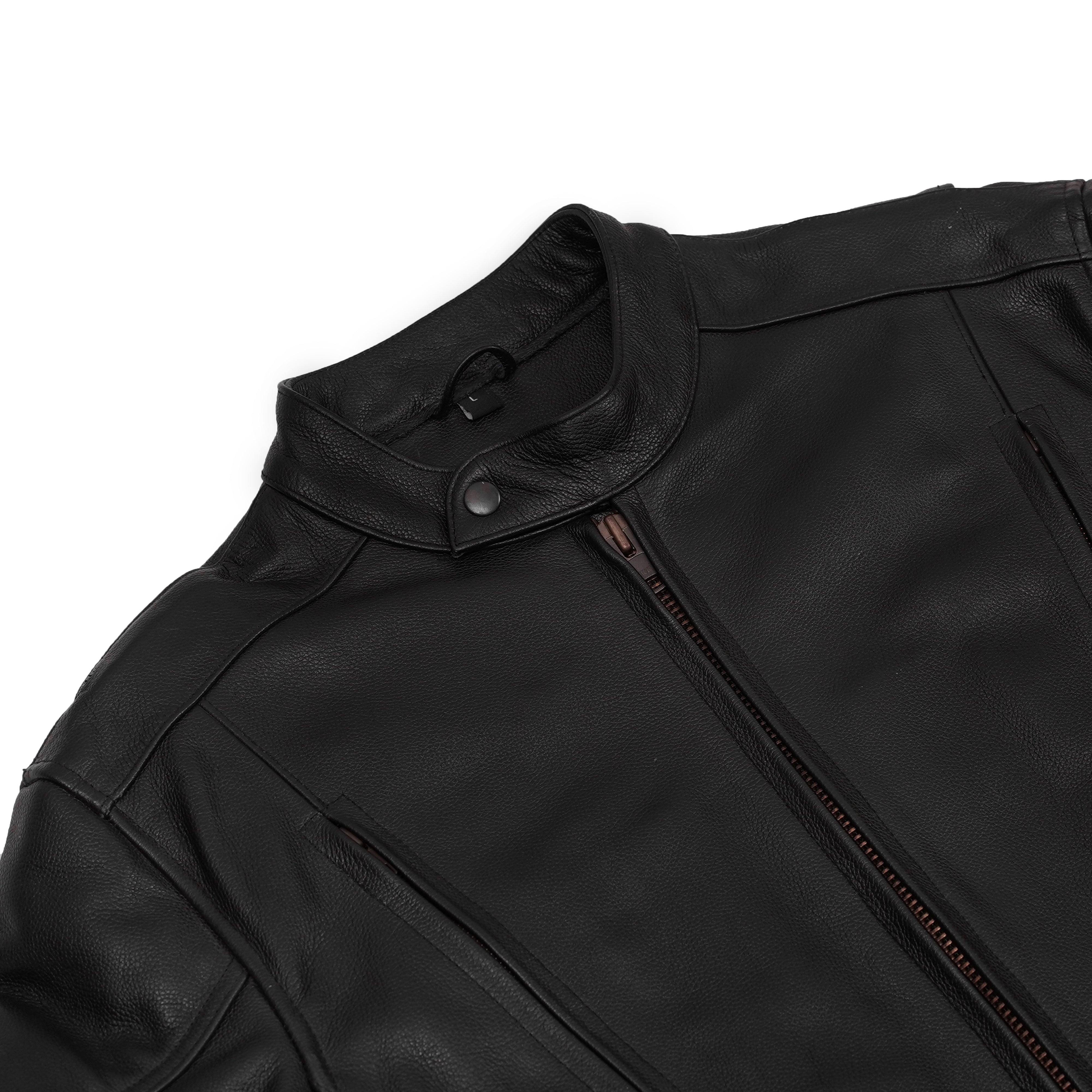 Blackout™ Men's Black  Leather Motorcycle Jacket