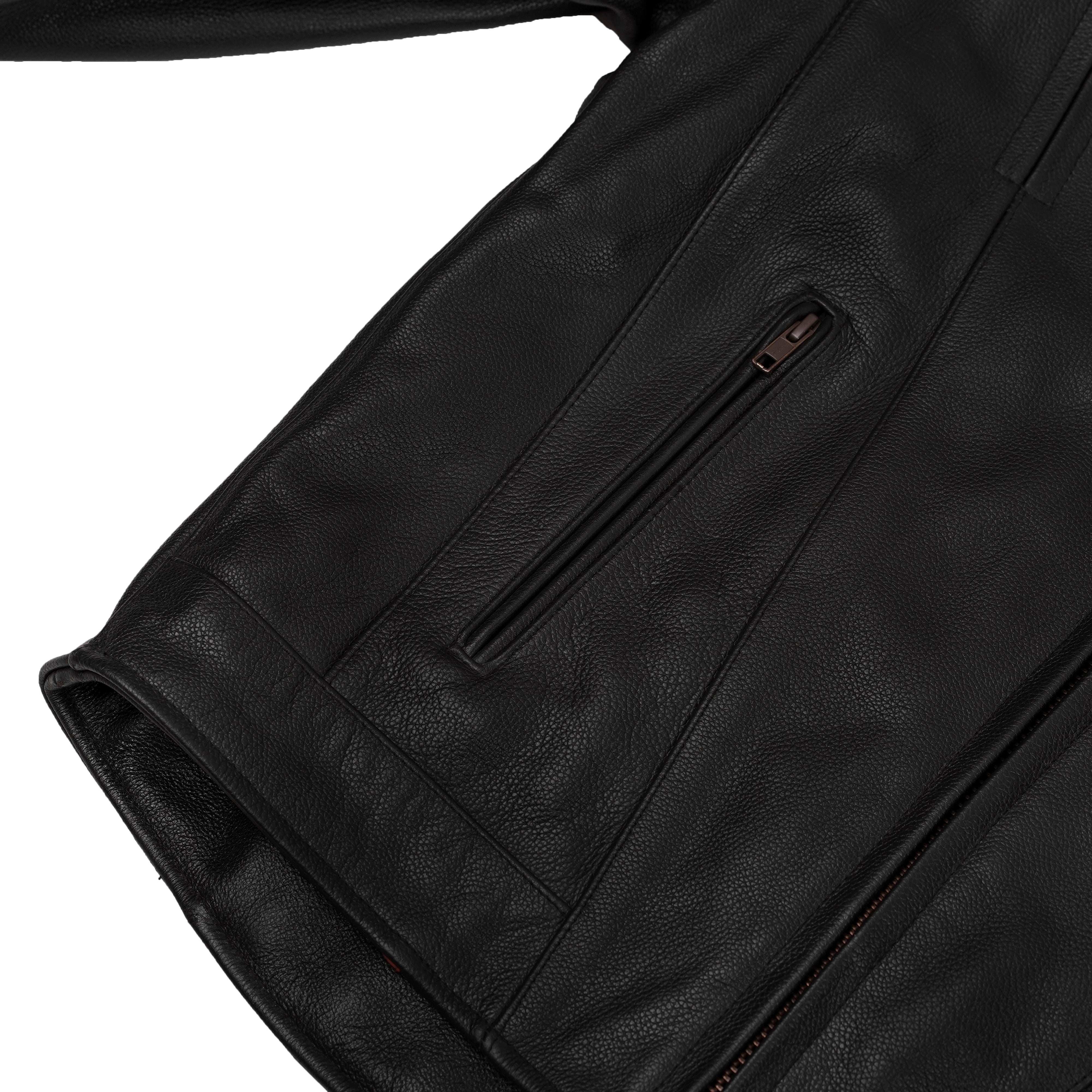 Blackout™ Men's Black  Leather Motorcycle Jacket