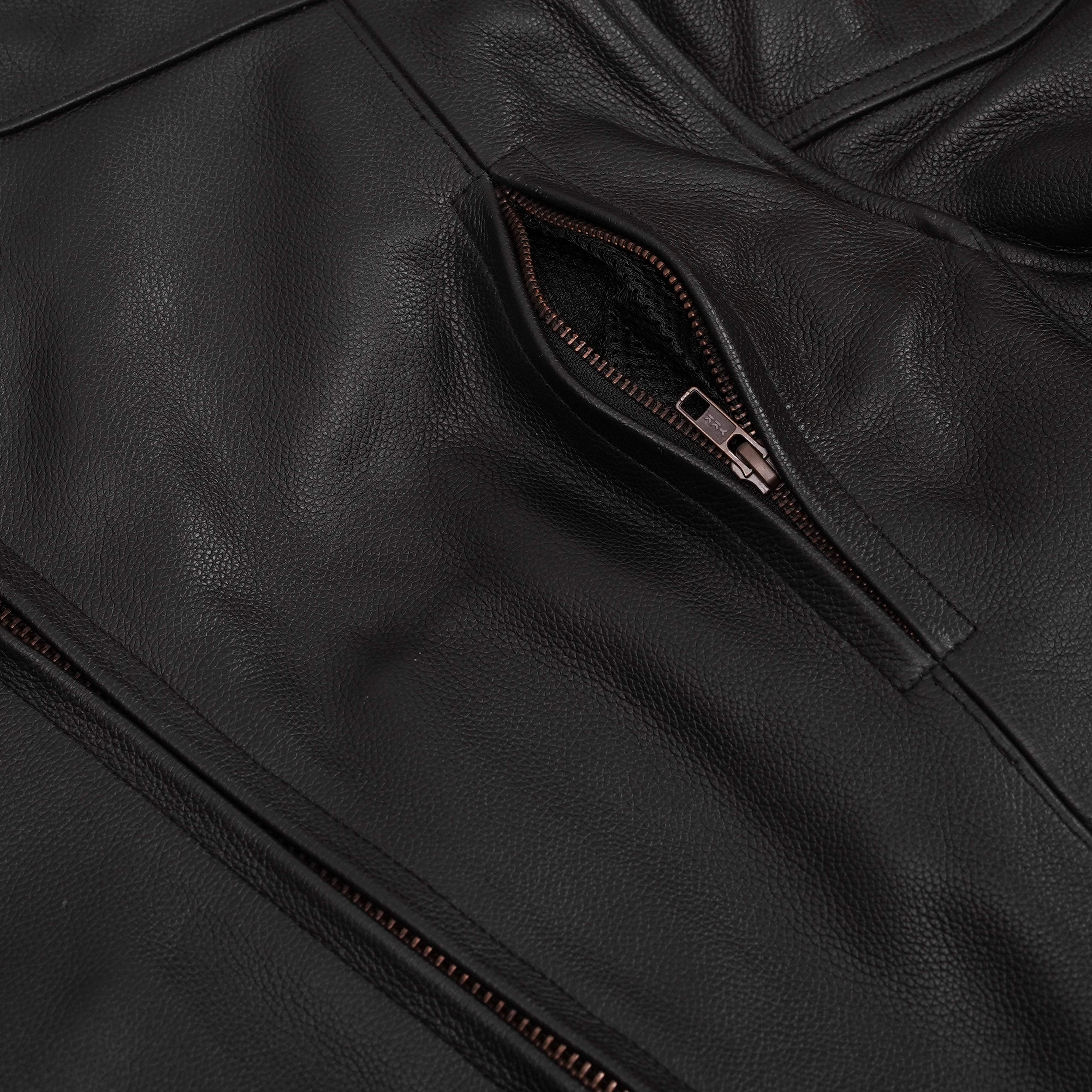 Blackout™ Men's Black  Leather Motorcycle Jacket