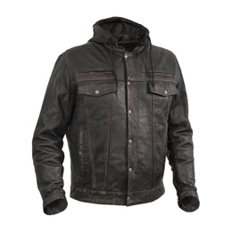 Vance Men's Black Leather Motorcycle Jacket