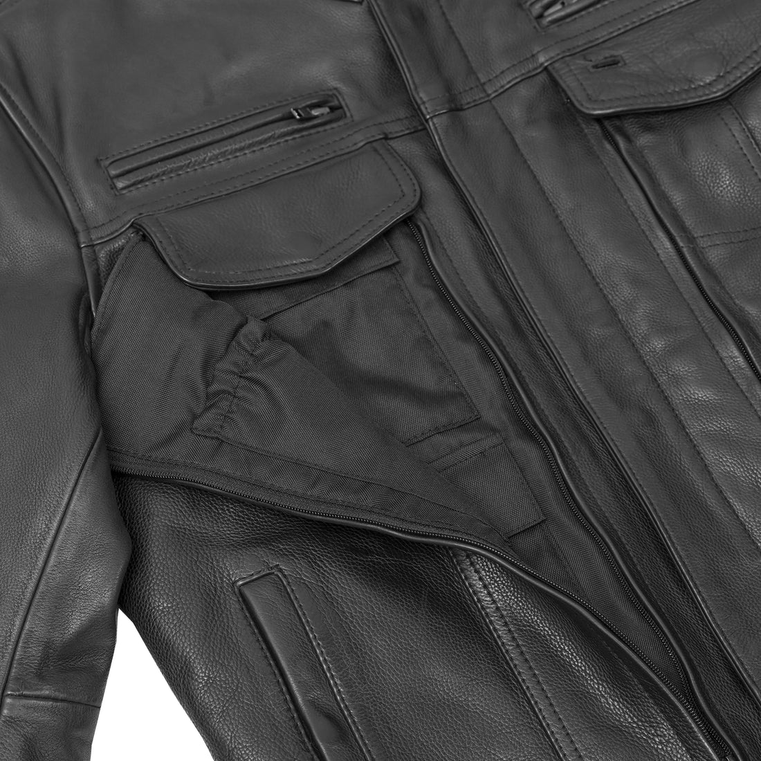 Victor Men's Black Utility Style Motorcycle Jacket