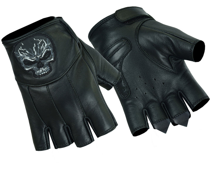 CrossTrek Men's Reflective Skull Fingerless Gloves