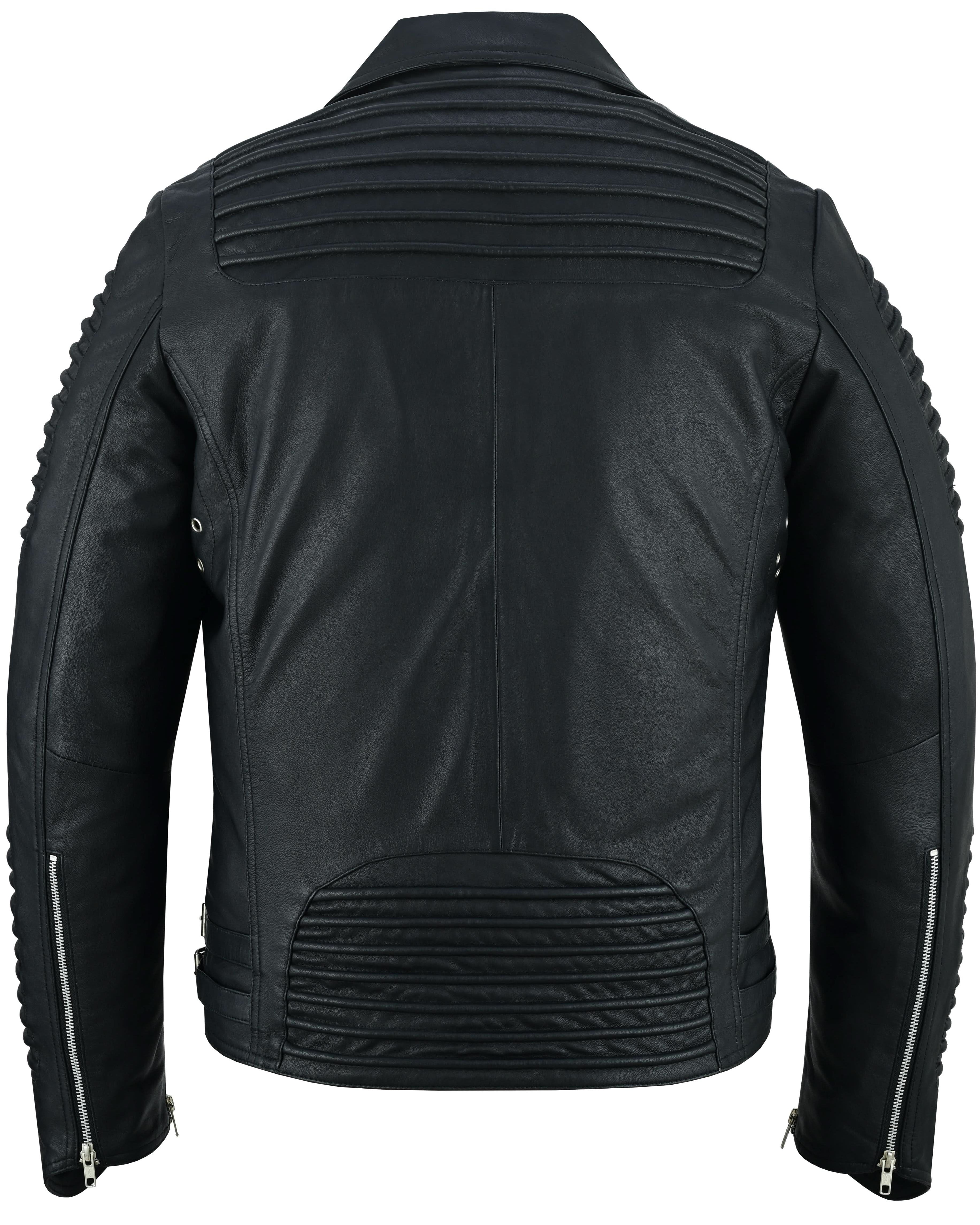 Bonestar Men's Black Fashion Leather Jacket Men's Leather Jackets Renegade Classics