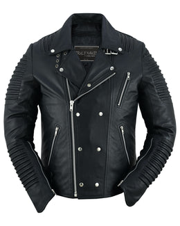 Bonestar Men's Black Fashion Leather Jacket Men's Leather Jackets Renegade Classics