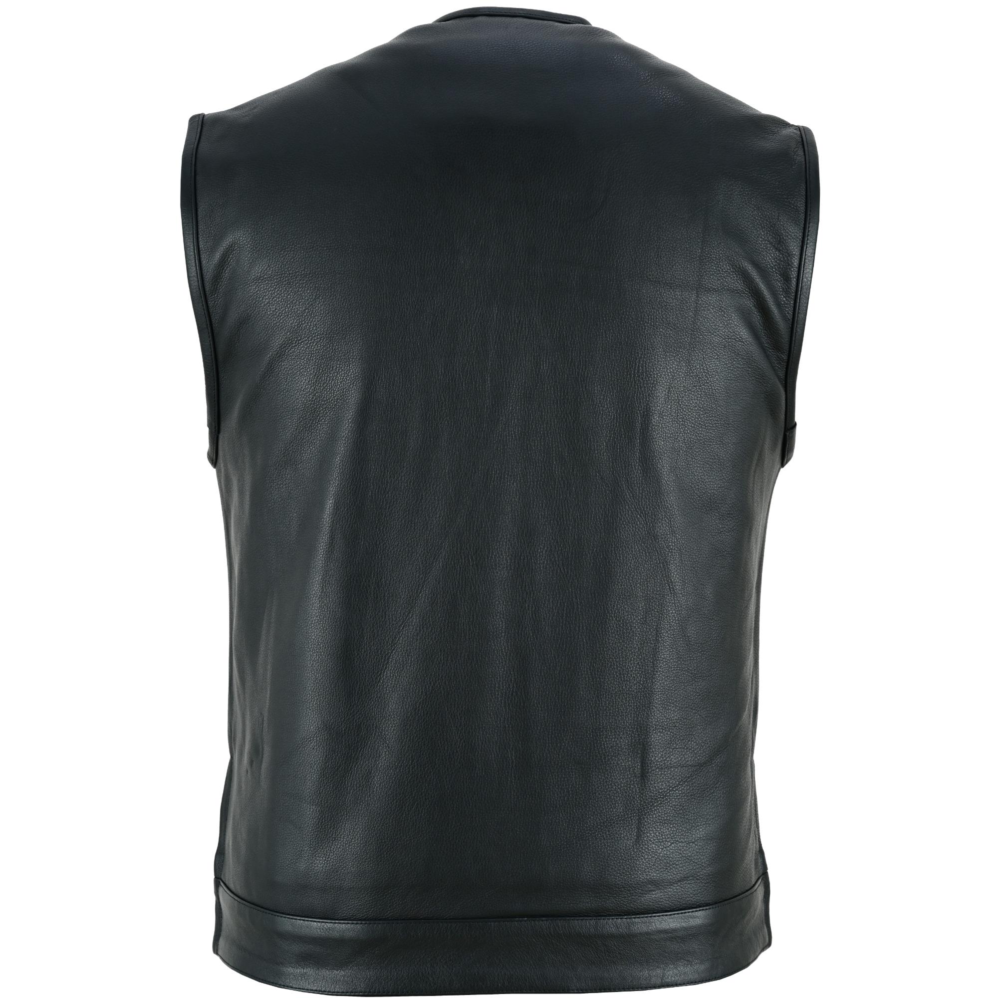 UpStyle Men's Black Leather Motorcycle Vest Renegade Classics
