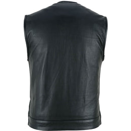 UpStyle Men's Black Leather Motorcycle Vest Renegade Classics