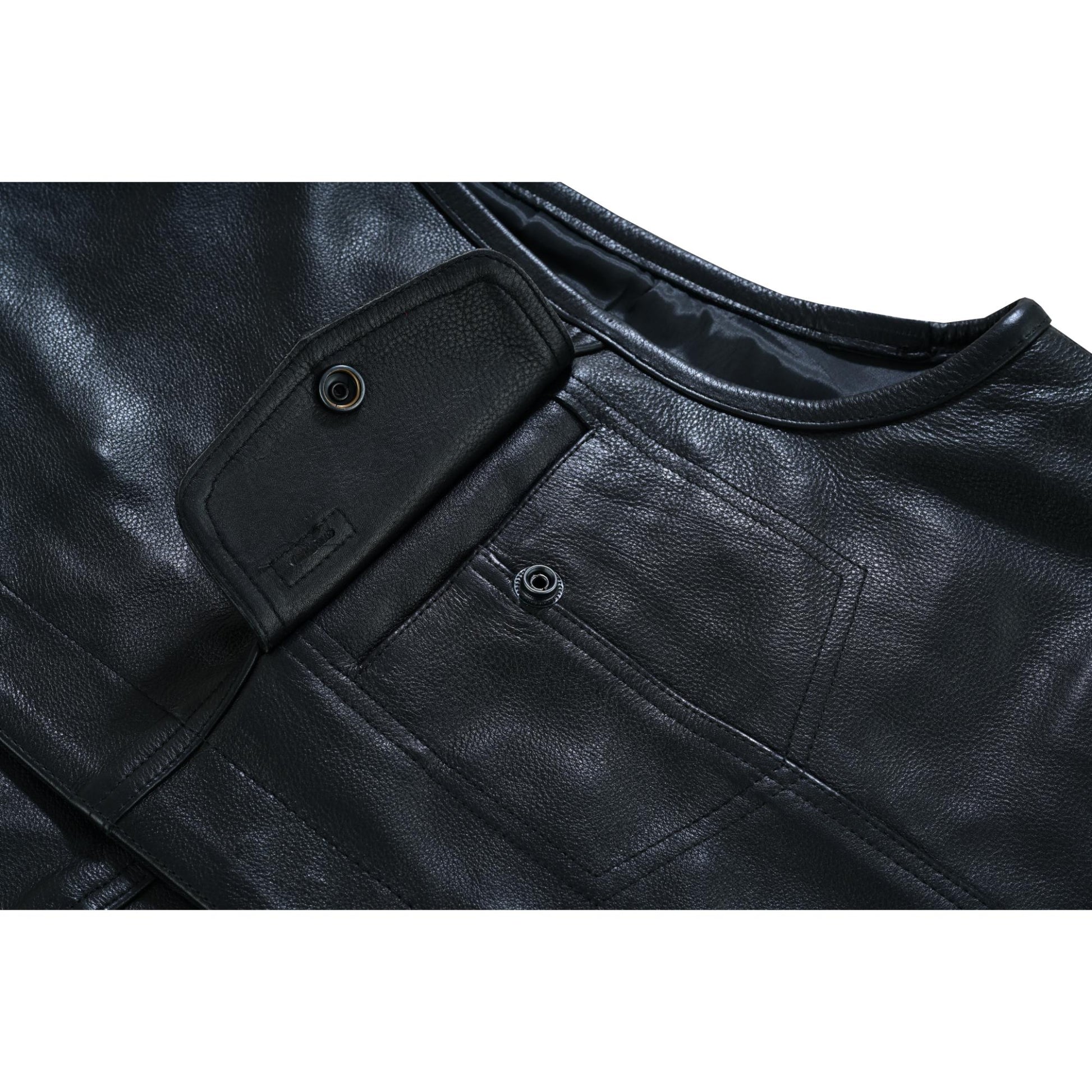 UpStyle Men's Black Leather Motorcycle Vest Renegade Classics