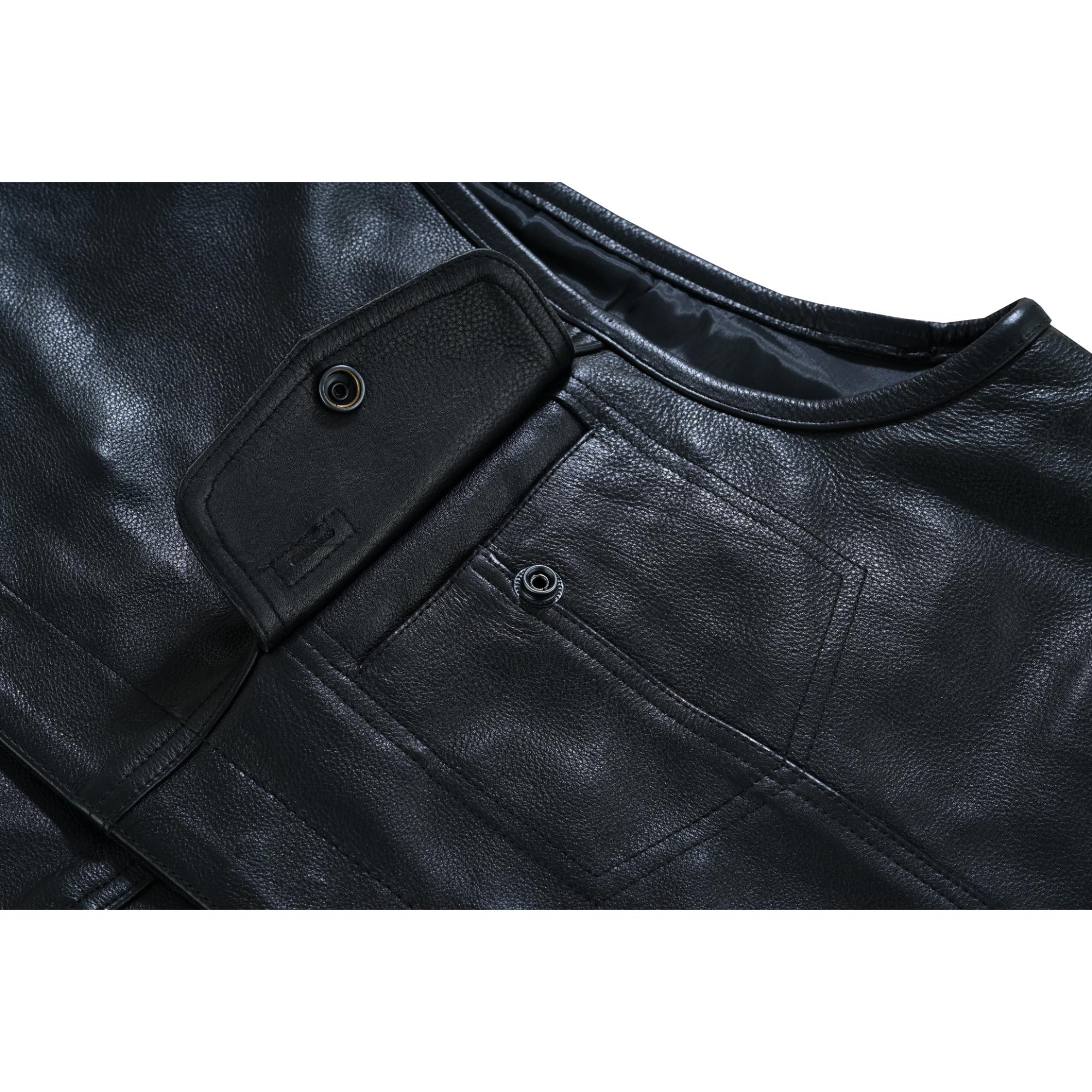 UpStyle Men's Black Leather Motorcycle Vest Renegade Classics
