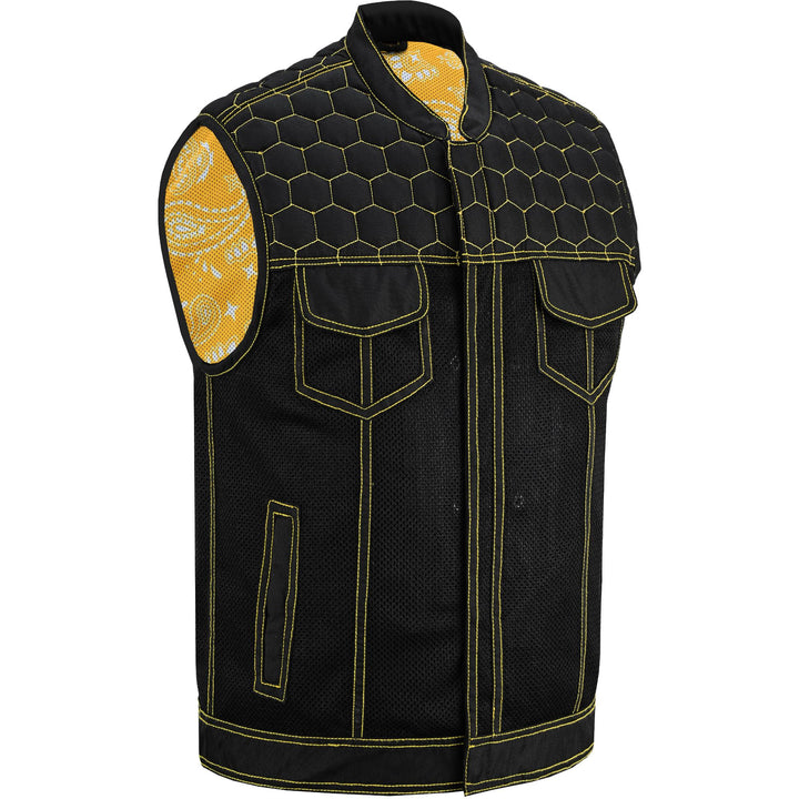 Gloom Gold Men's Black Mesh Textile Vest