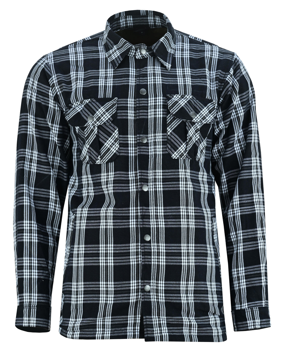 Checkered Men's Armored Black and White Flannel Shirt