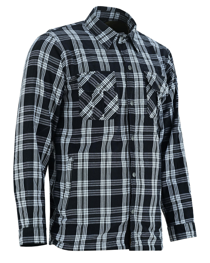 Checkered Men's Armored Black and White Flannel Shirt