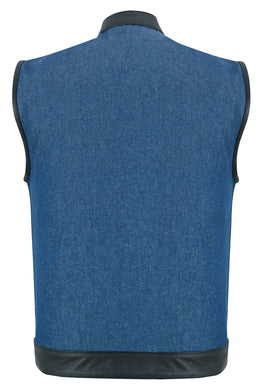 GrindStone Men's Broken Blue Denim Motorcycle Vest Men's Denim Vests Renegade Classics