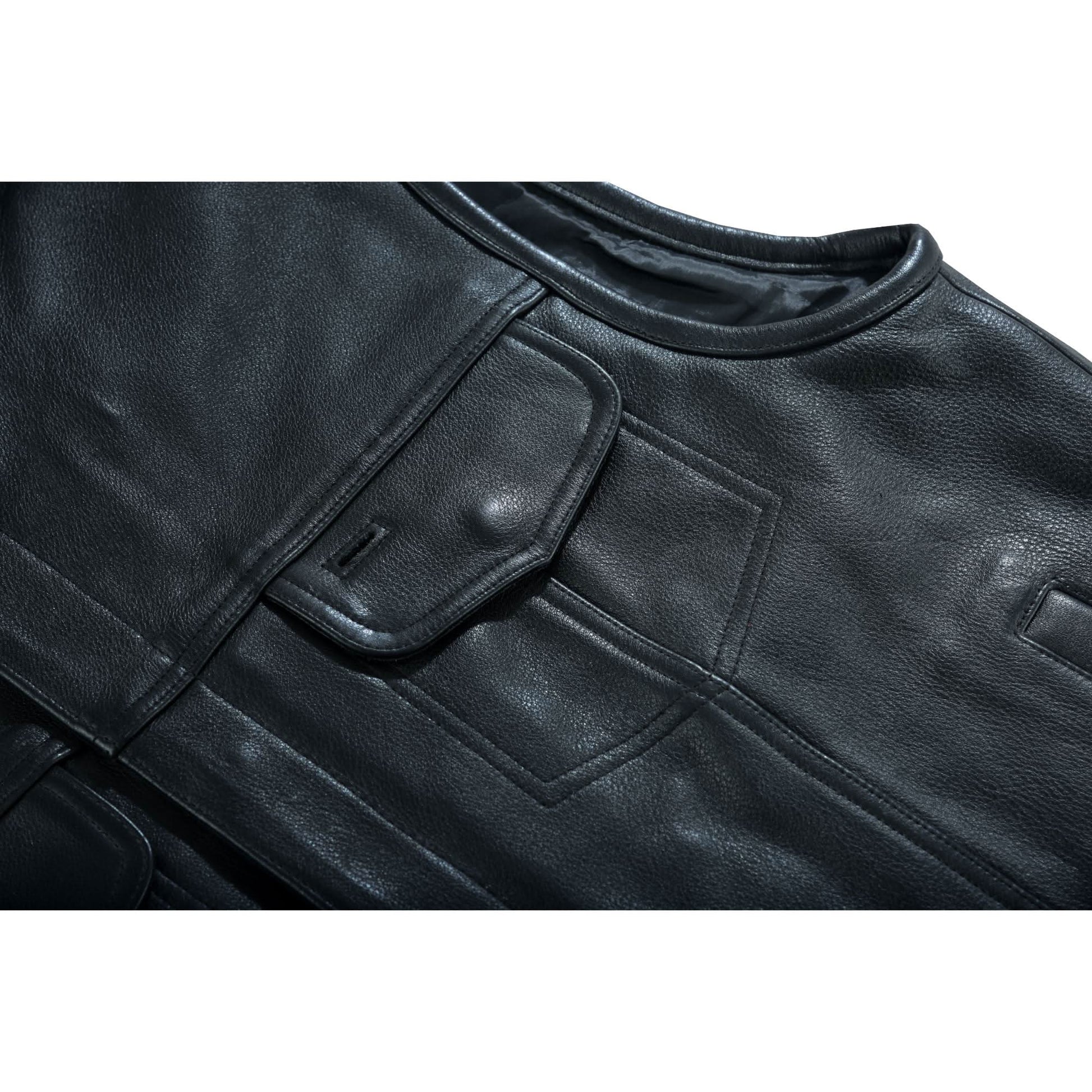 Highway Jack Men's Black Leather Motorcycle Vest Men's Leather Vests Renegade Classics