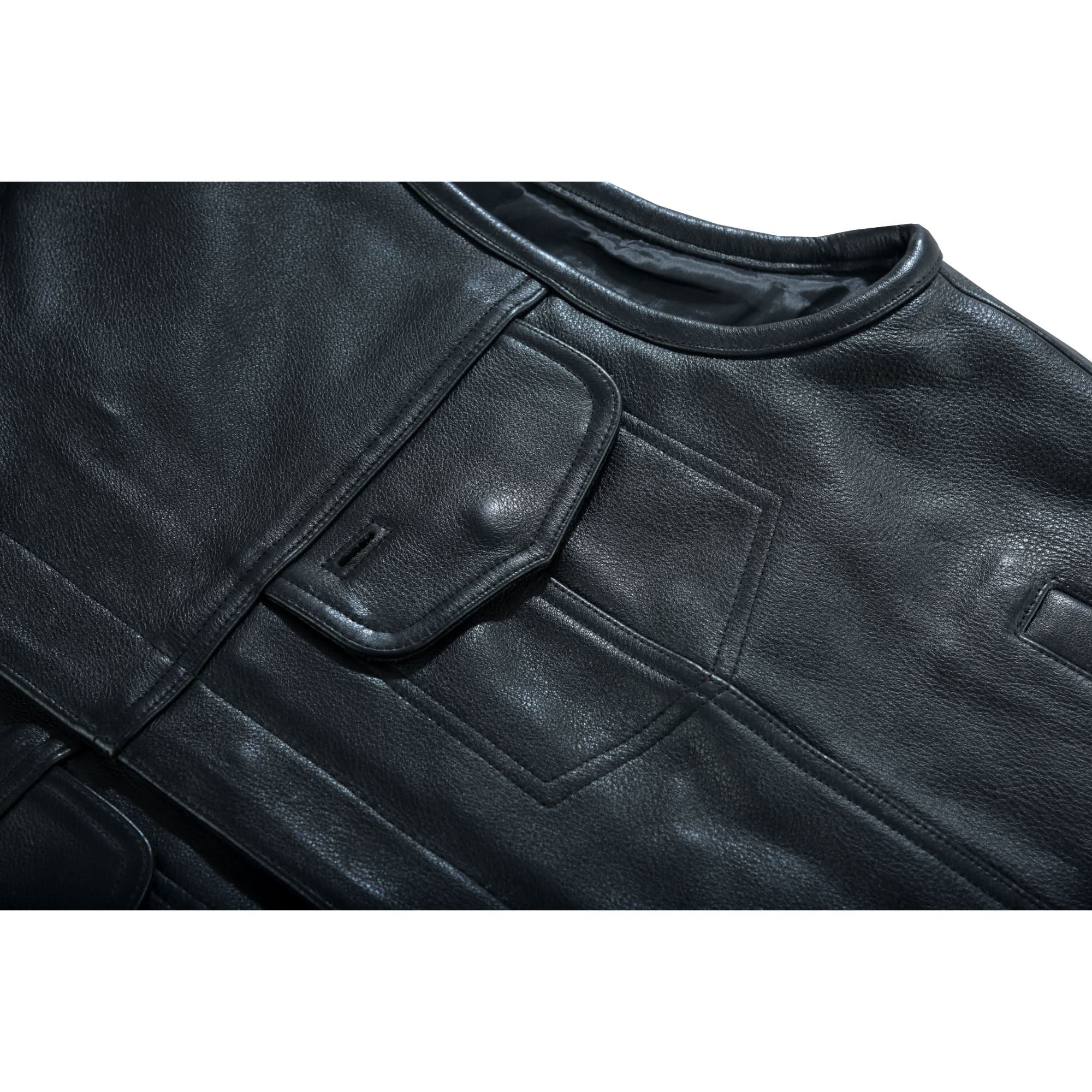 Highway Jack Men's Black Leather Motorcycle Vest Men's Leather Vests Renegade Classics