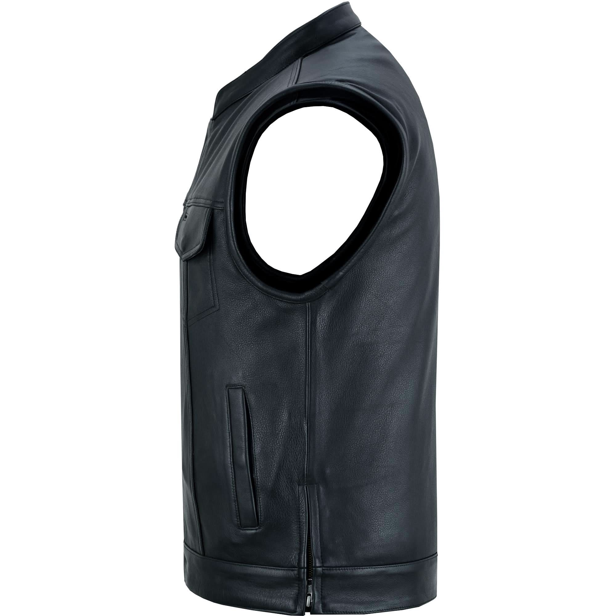 Highway Jack Men's Black Leather Motorcycle Vest Men's Leather Vests Renegade Classics