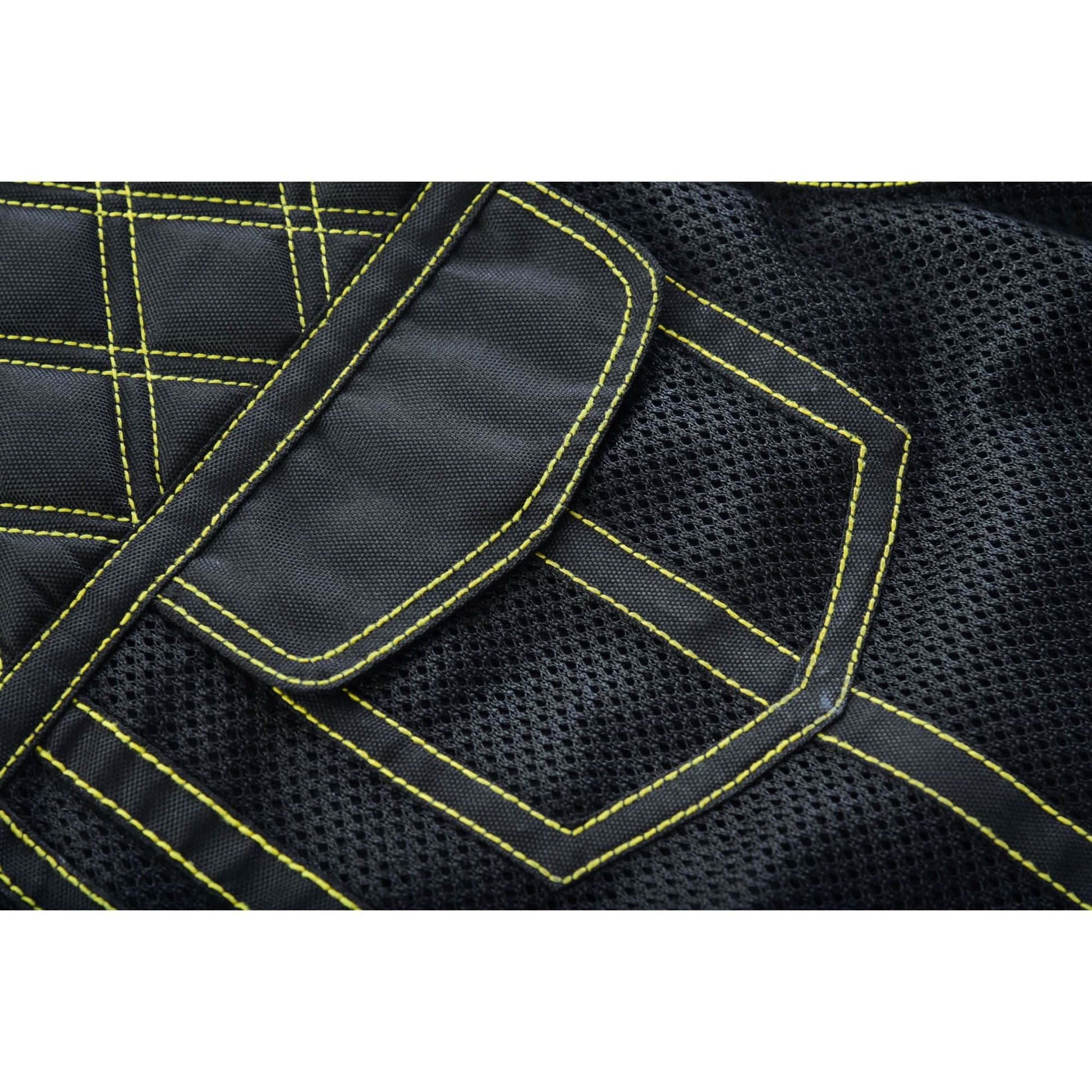 Nitro Rush Men's Black Mesh Textile Vest with Yellow Diamond Stitch Renegade Classics
