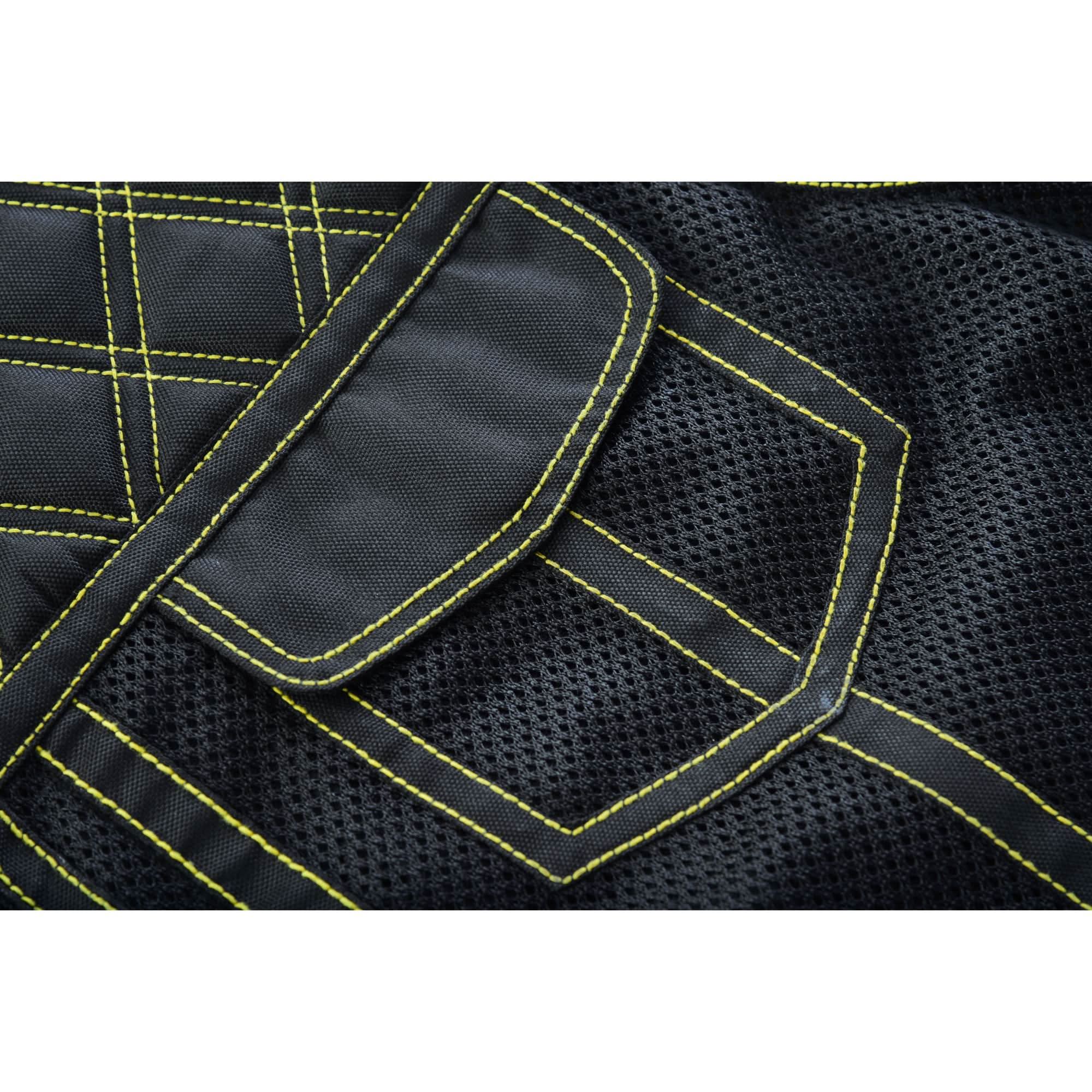 Nitro Rush Men's Black Mesh Textile Vest with Yellow Diamond Stitch Renegade Classics