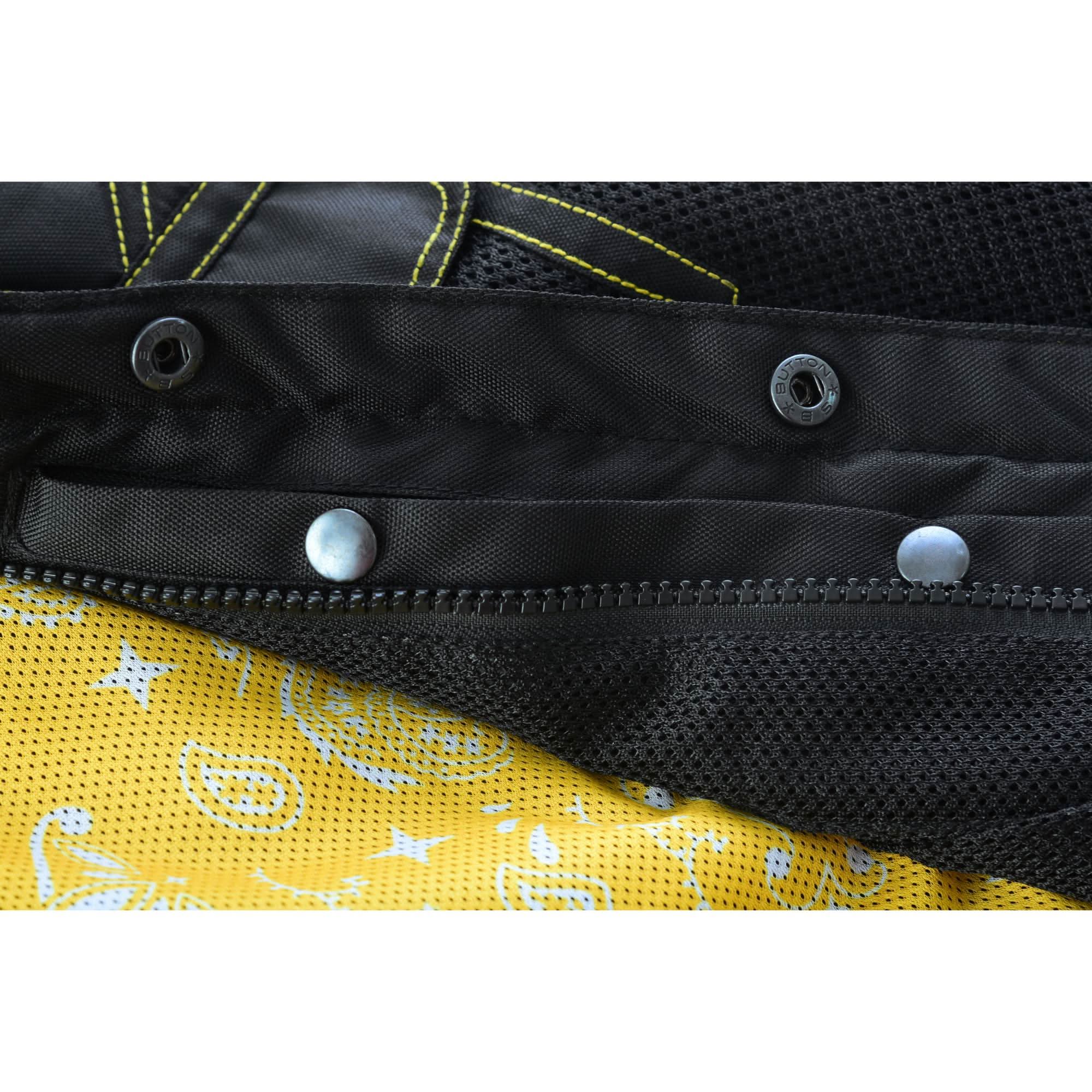 Nitro Rush Men's Black Mesh Textile Vest with Yellow Diamond Stitch Renegade Classics