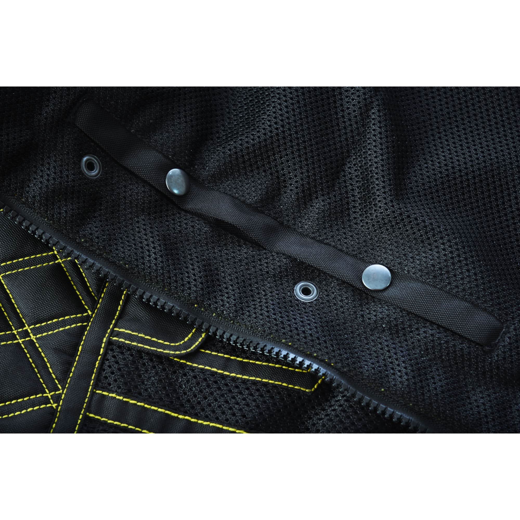 Nitro Rush Men's Black Mesh Textile Vest with Yellow Diamond Stitch Renegade Classics