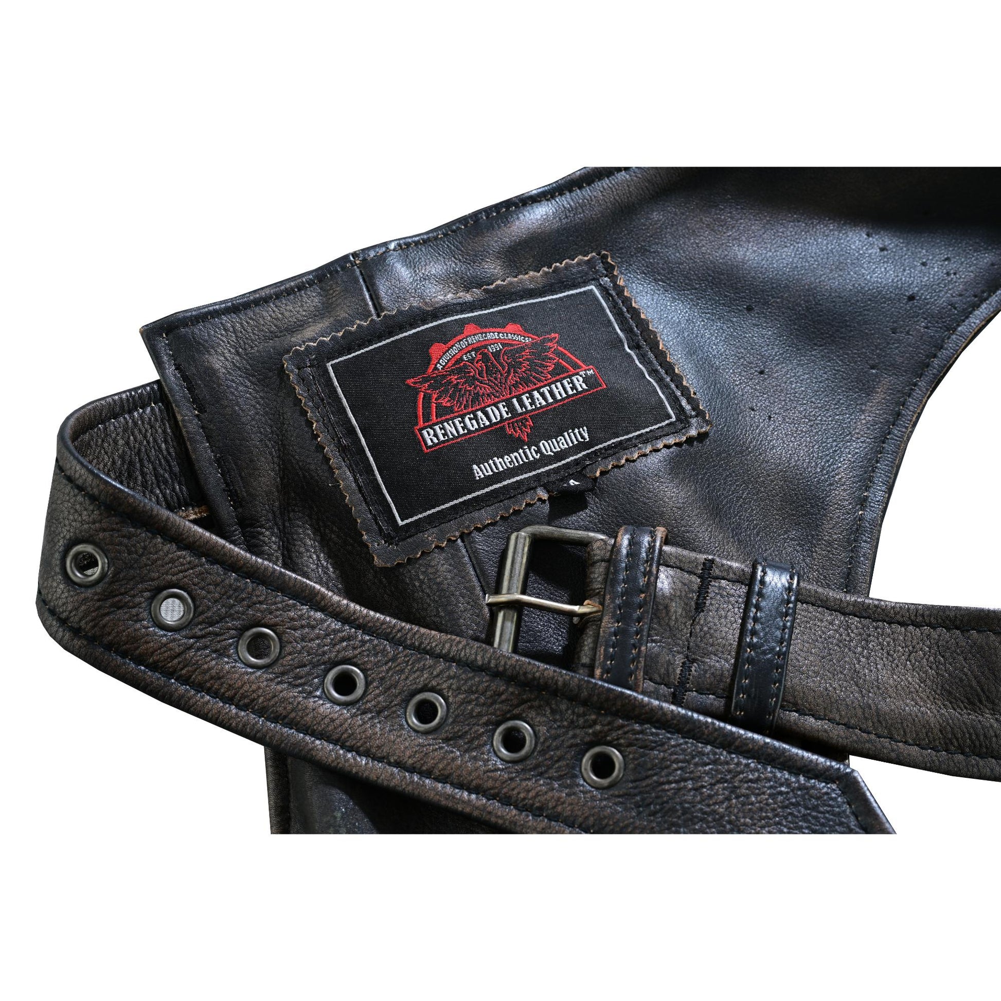 Wildridge Unisex Brown leather motorcycle chaps Unisex Chaps & Pants Renegade Classics