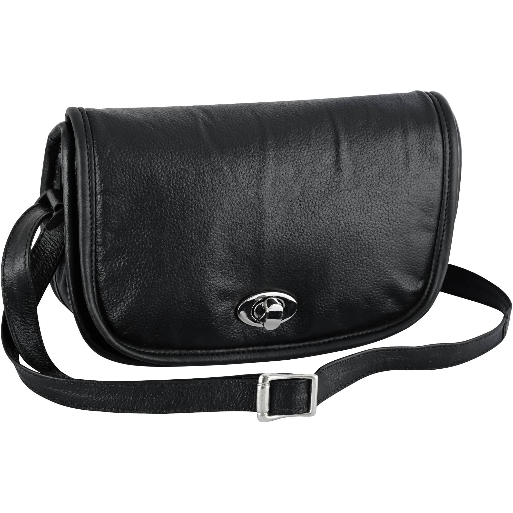 DS Women's Black Construction Leather Purse/Shoulder Bag Purses Renegade Classics